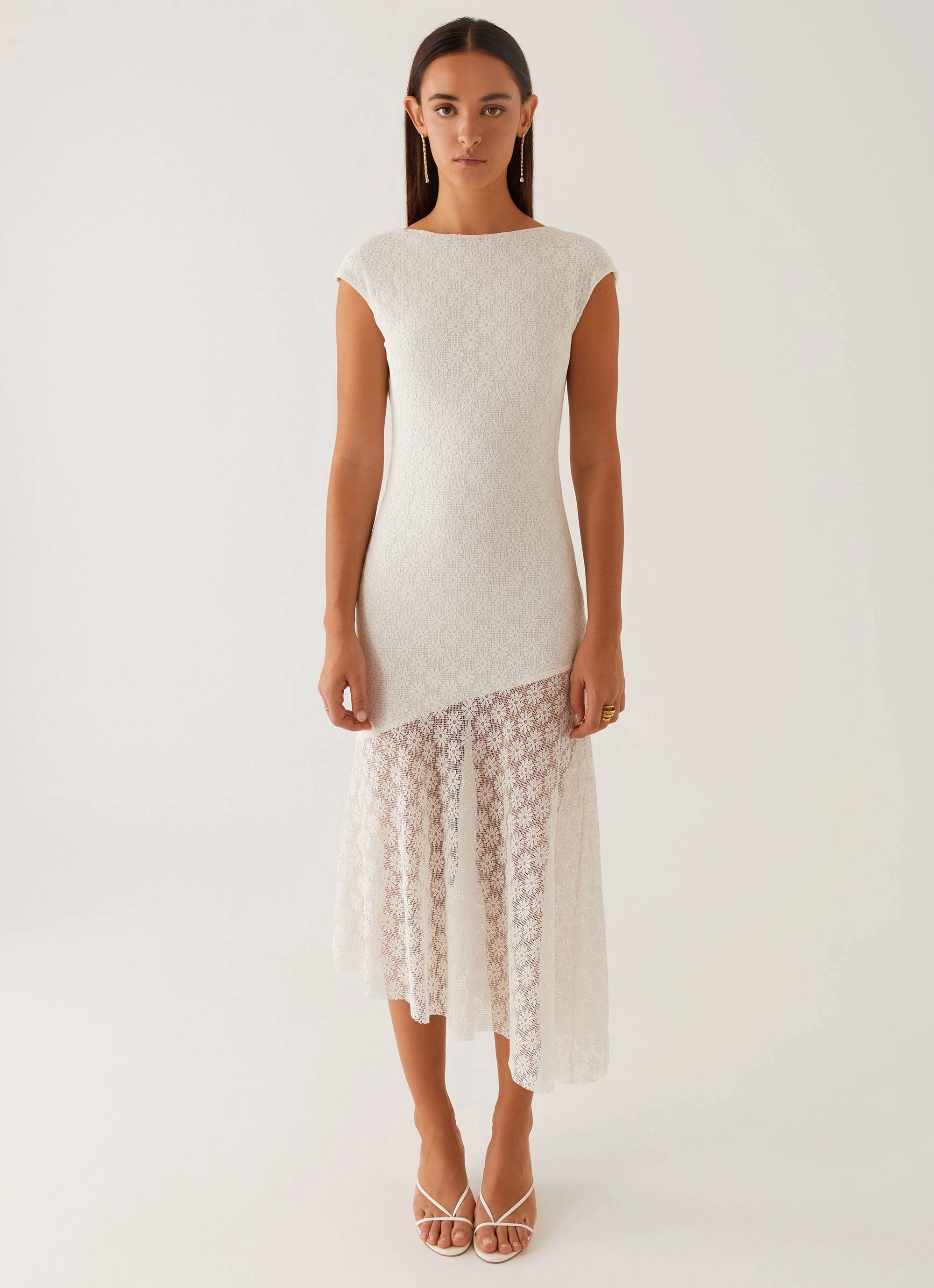 Arielle Open Back Midi Dress - White Basic essential Bright Mood