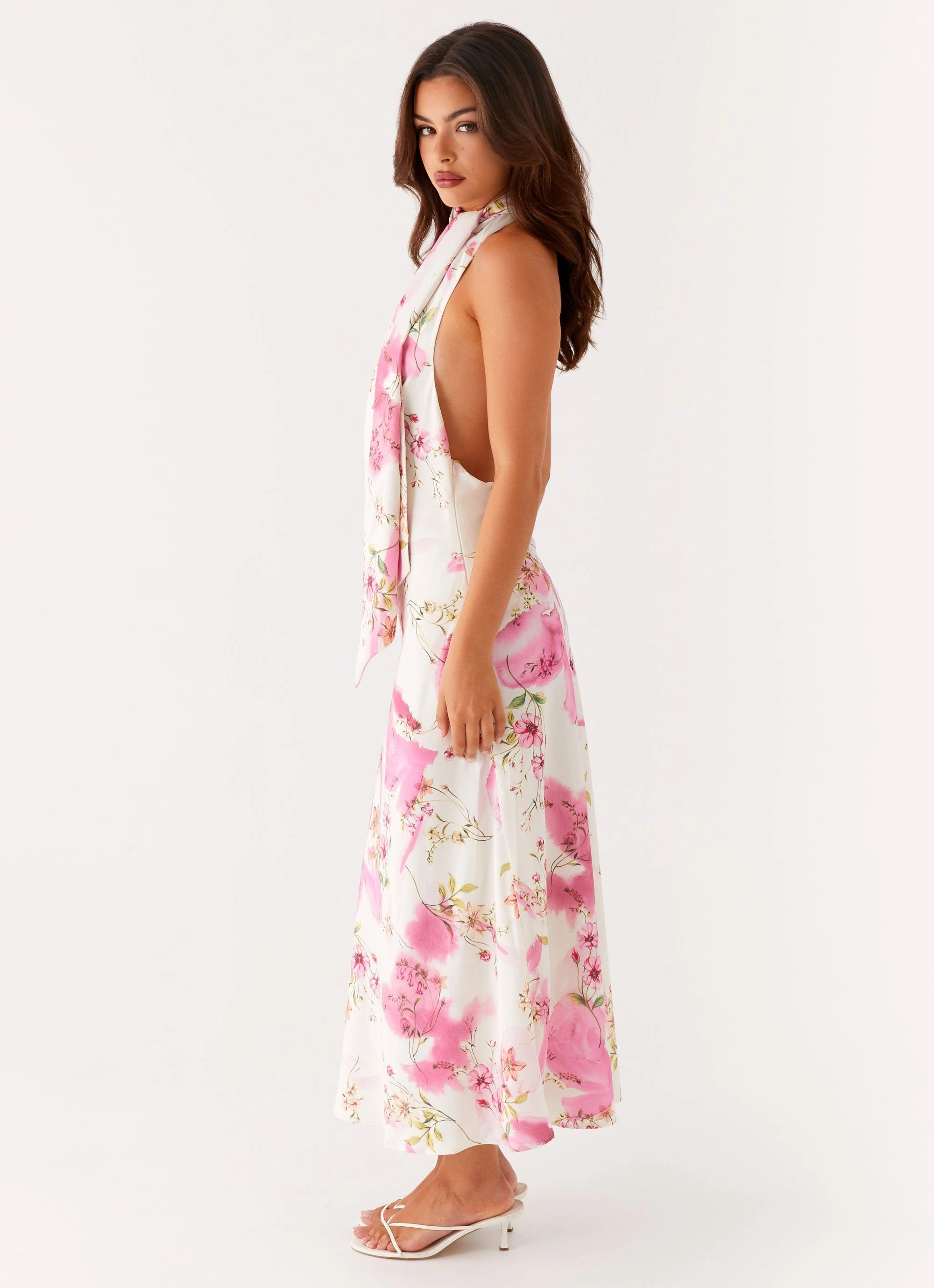 Jensen Midi Dress - Ivory Floral Print Party Perfect