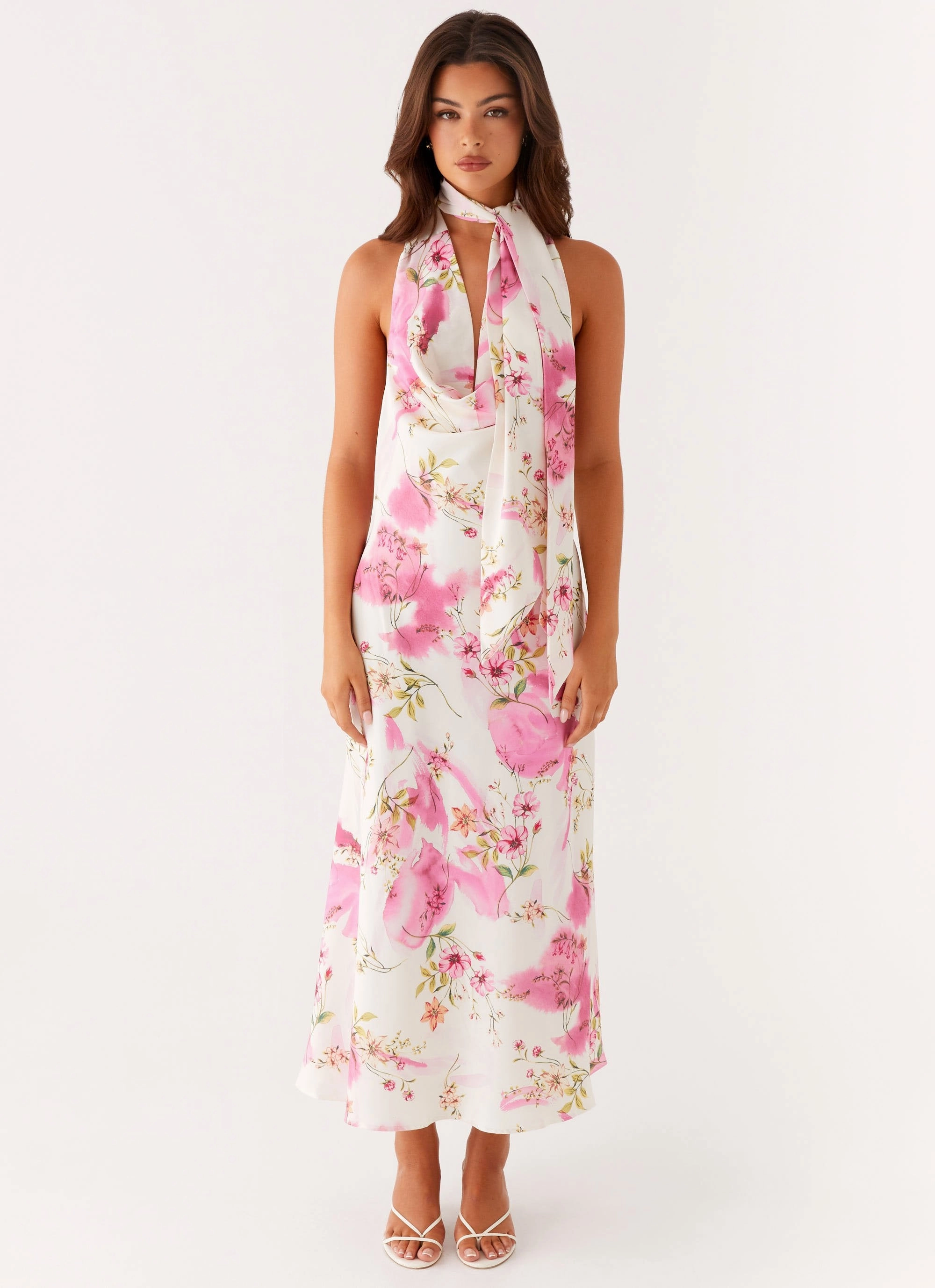 Calm Tone Jensen Midi Dress - Ivory Floral Print