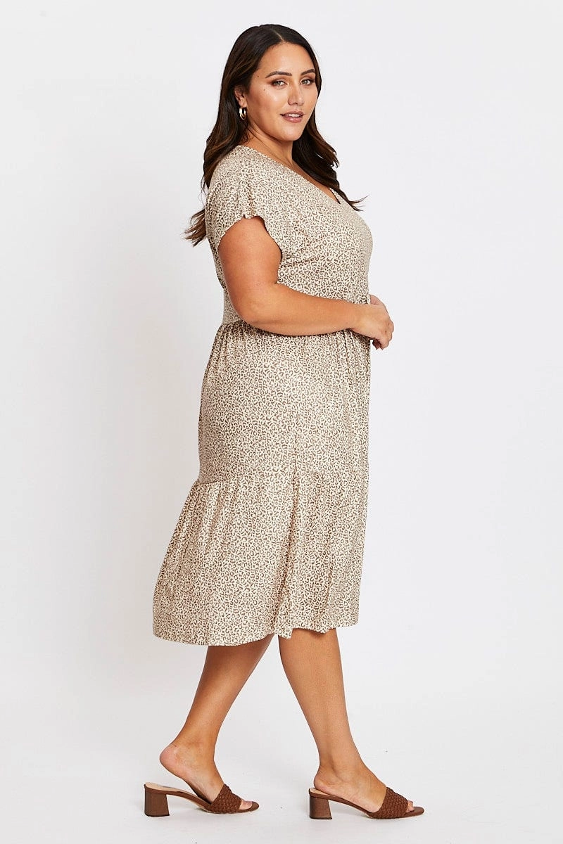 Animal Print Short Sleeve Leopard Dress Spring Vibe