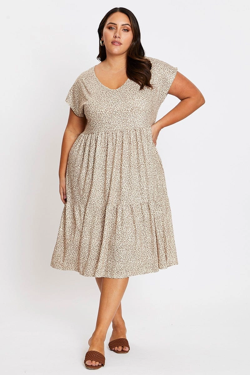 Gift-Worthy Villa Light Animal Print Short Sleeve Leopard Dress