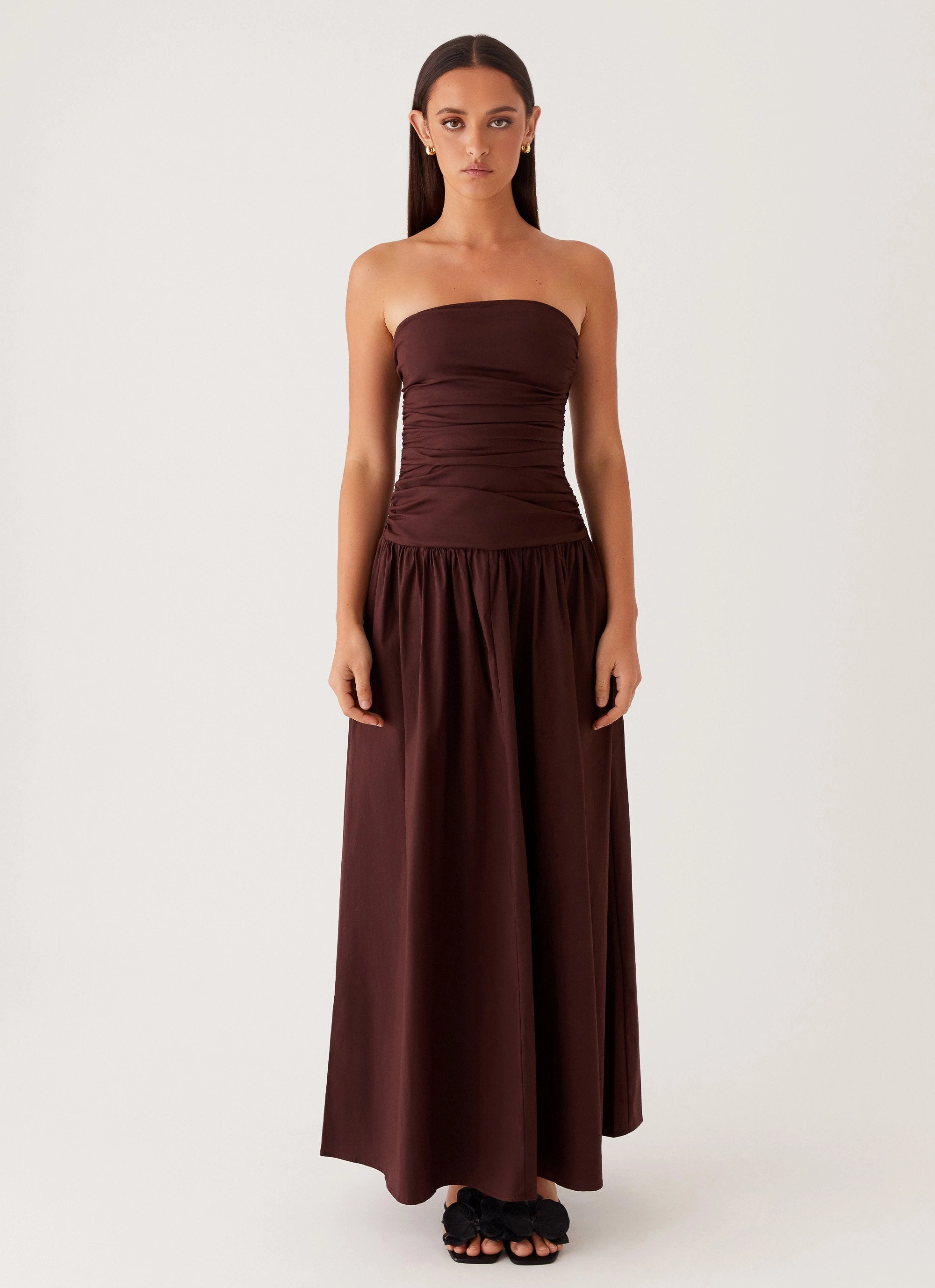 Carmel Maxi Dress - Brown Stay Cool Anti-Static-Finish
