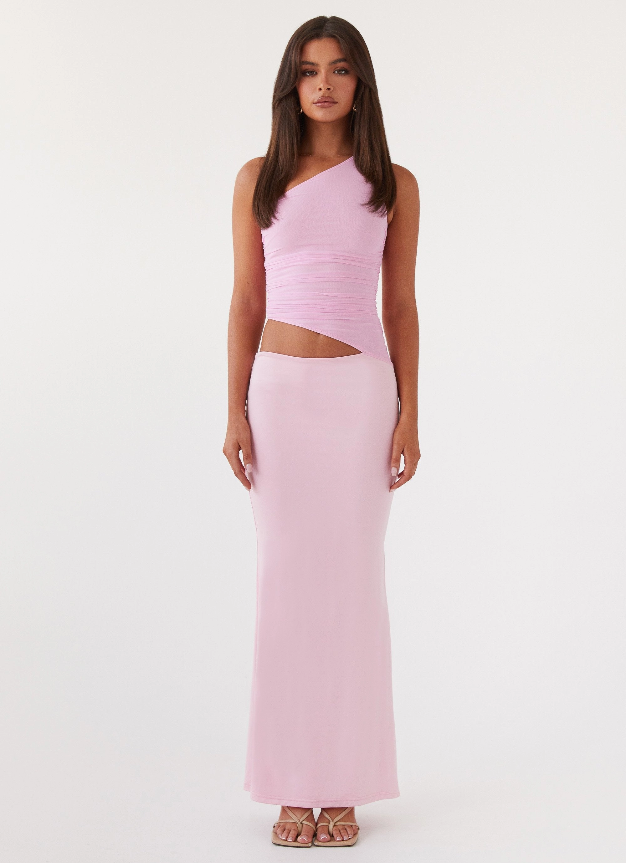 Smile Glow Skin Tone Seranella One Shoulder Maxi Dress - Pink