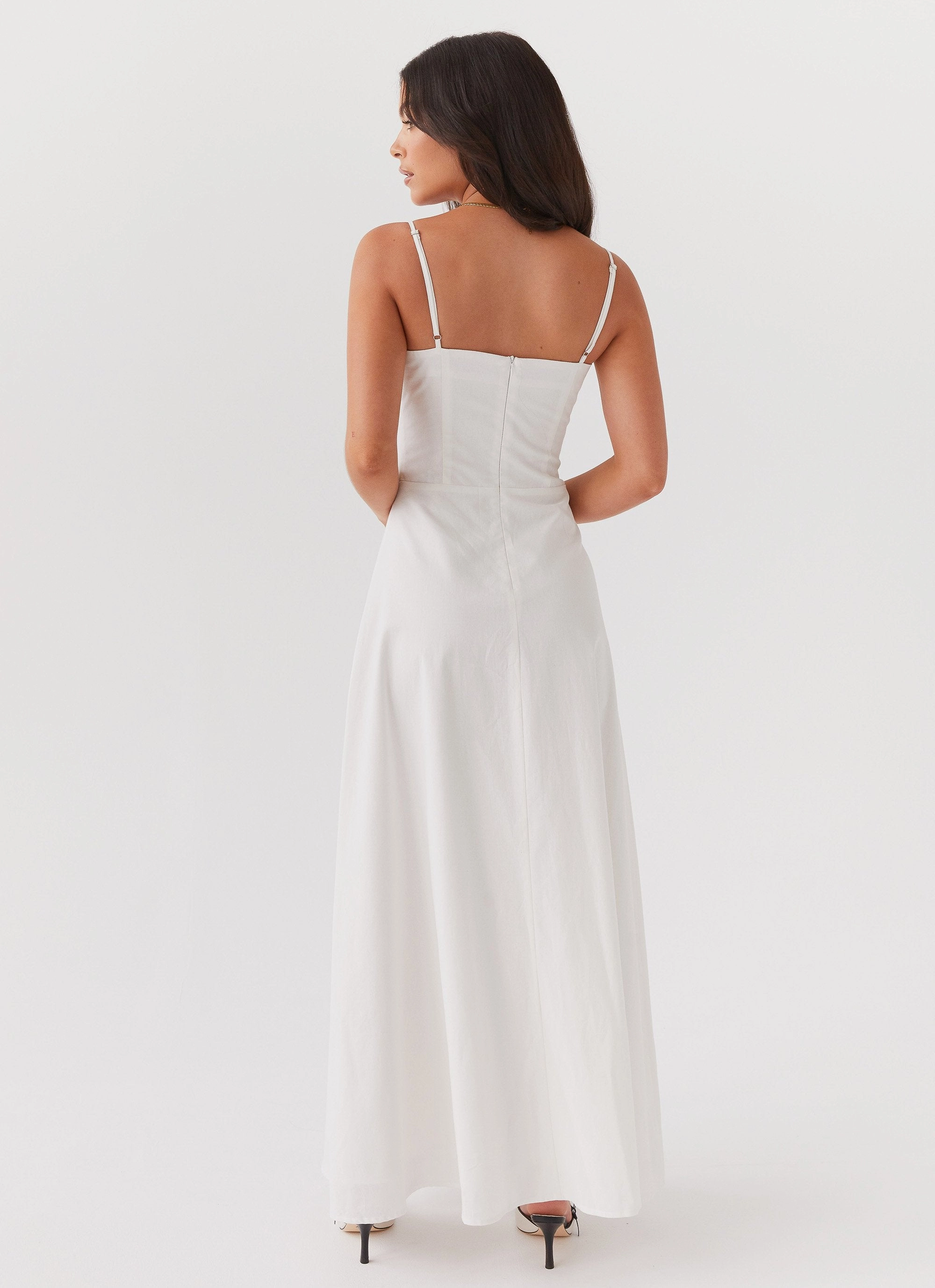 Gradient Shade Transitional-Wear Angelina Linen Maxi Dress - White