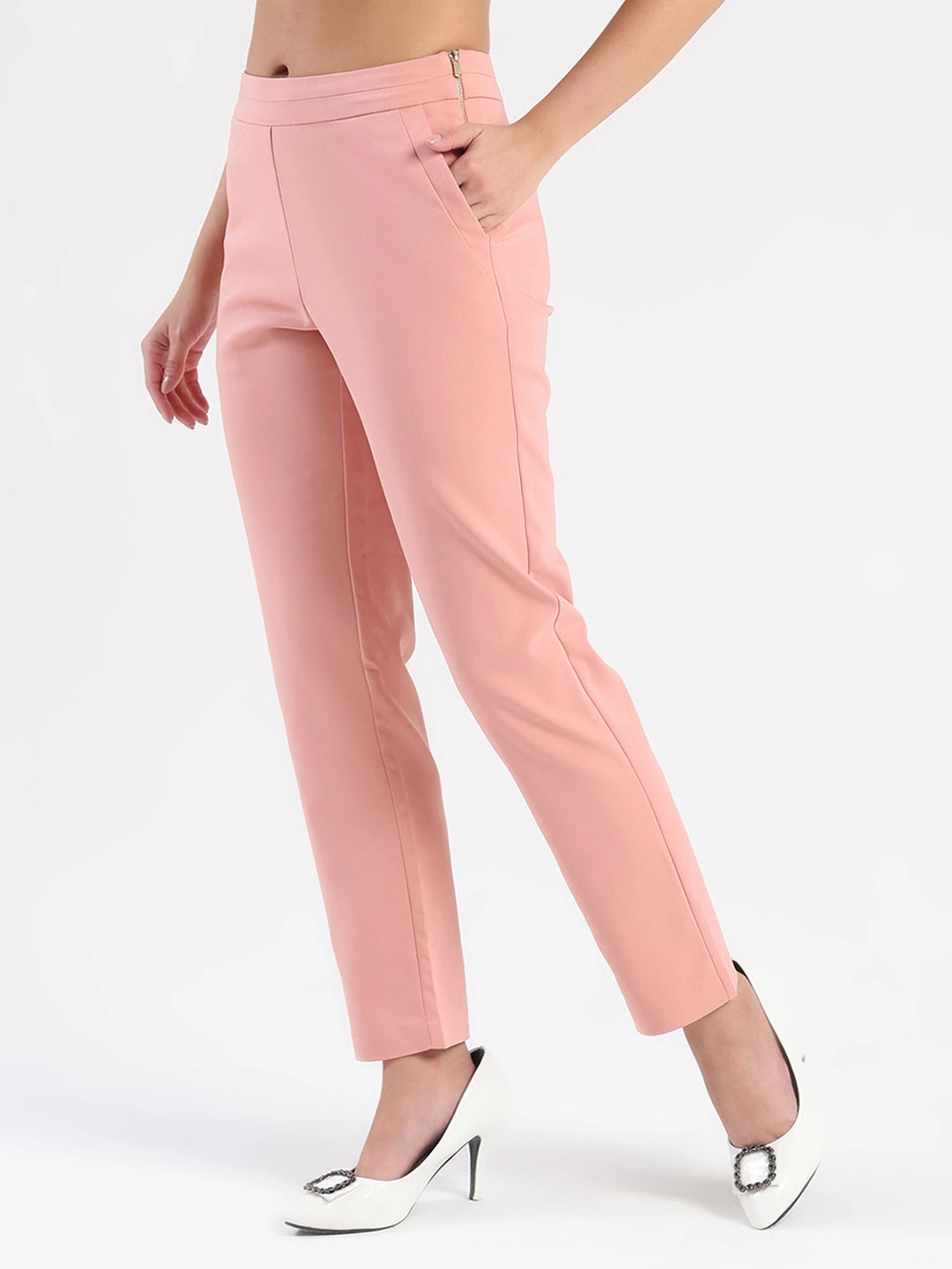 Madame High-Waist Cotton Blend Pink Trousers Secure Closures Urban appeal