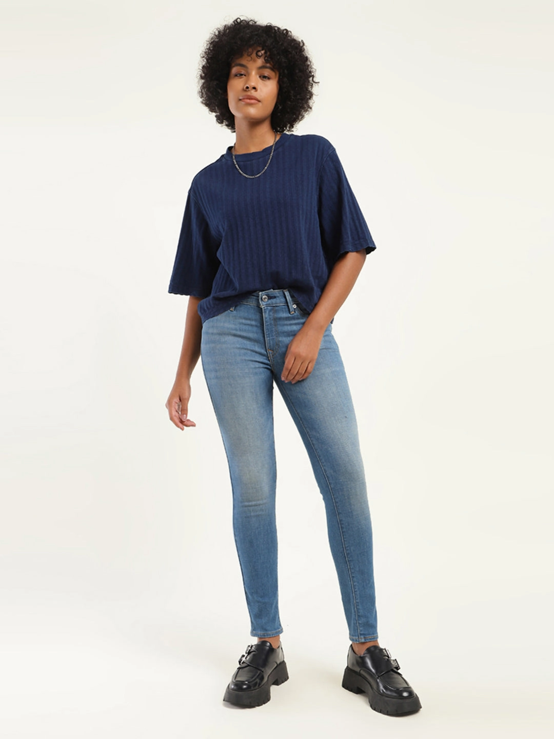 Women's 711 Blue Skinny Fit Mid Rise Jeans Matching Basic Everyday Classic Wear Comfy