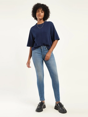 Quick Outfit Easywear Style Women's 711 Blue Skinny Fit Mid Rise Jeans