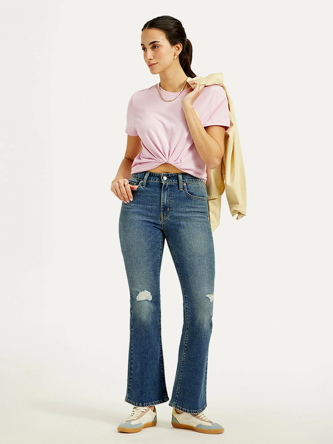 Women's 726 Blue Flared Fit High Rise Jeans Perfect Basic Night Out Parent Style