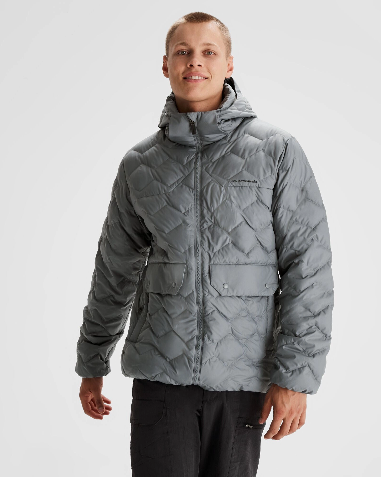 GlowInTheDarkAccents Men's Any Time Down Hooded Parka Jacket  - Moon