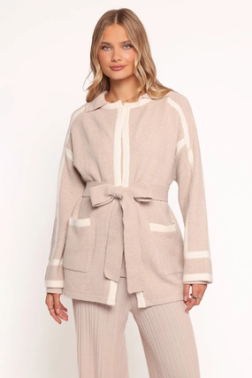 Maloney Tie Front Coatigan - Beige Go-To Look Luminous Thread Accents