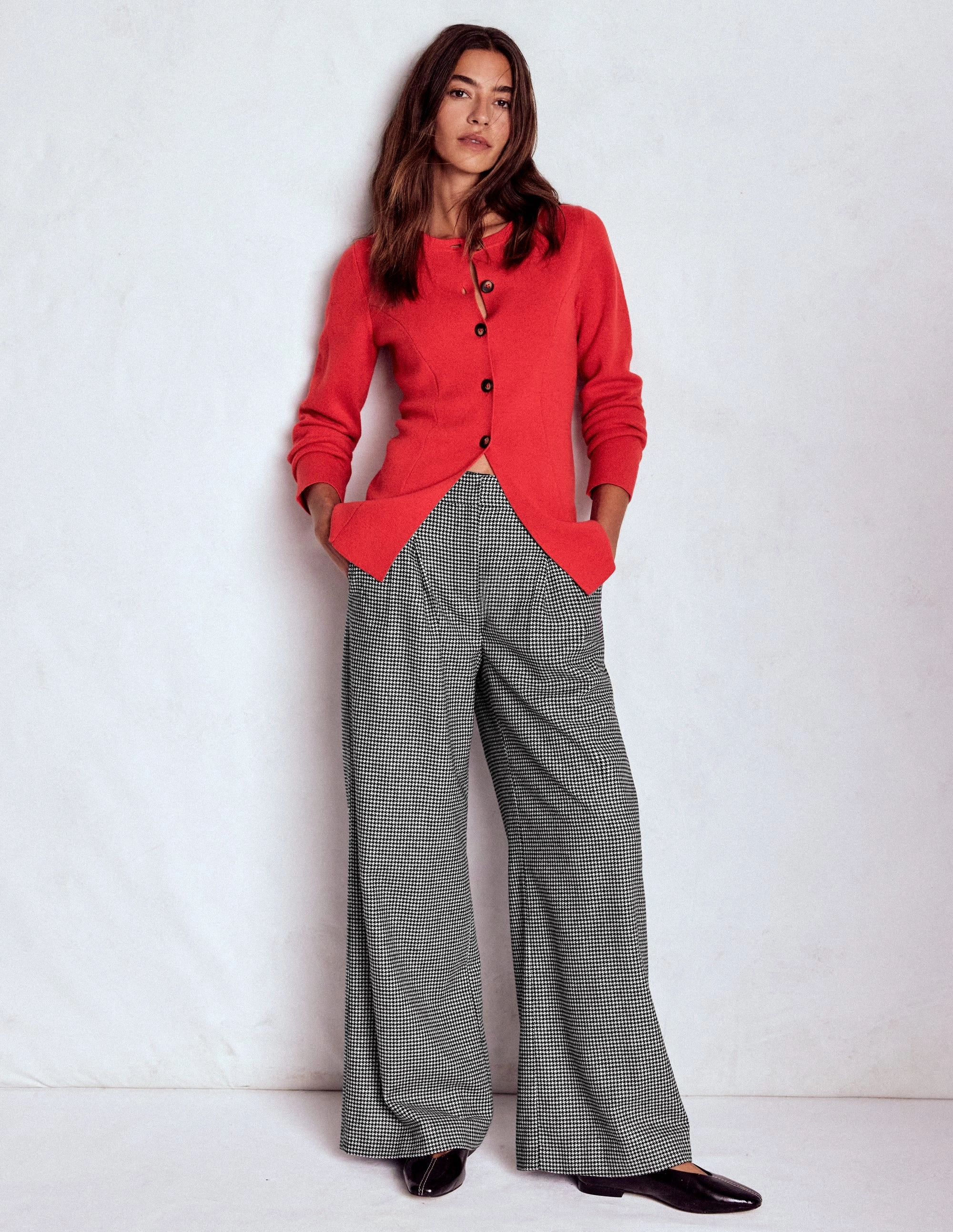 Kensington Wool Trousers-Black and Ivory Puppytooth Practical Wear Effortless Style