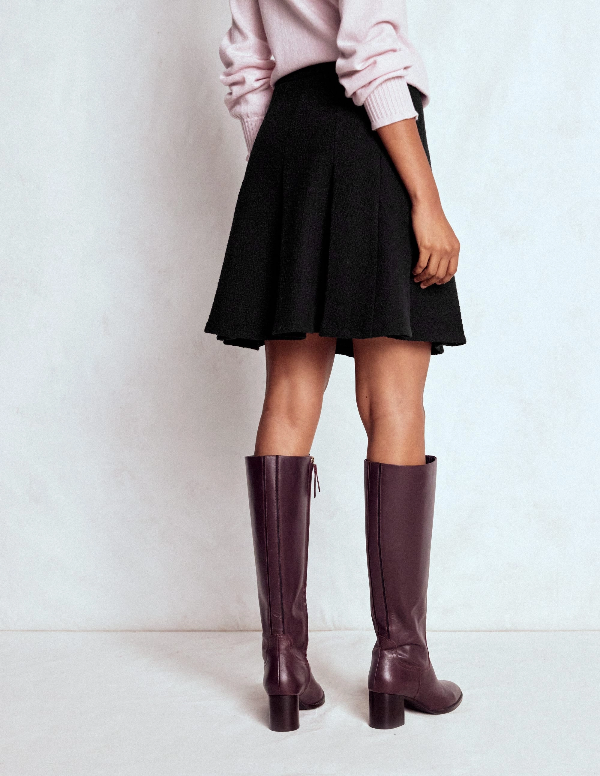 Flippy Textured Skirt-Black Wrap Closure Timeless Wear