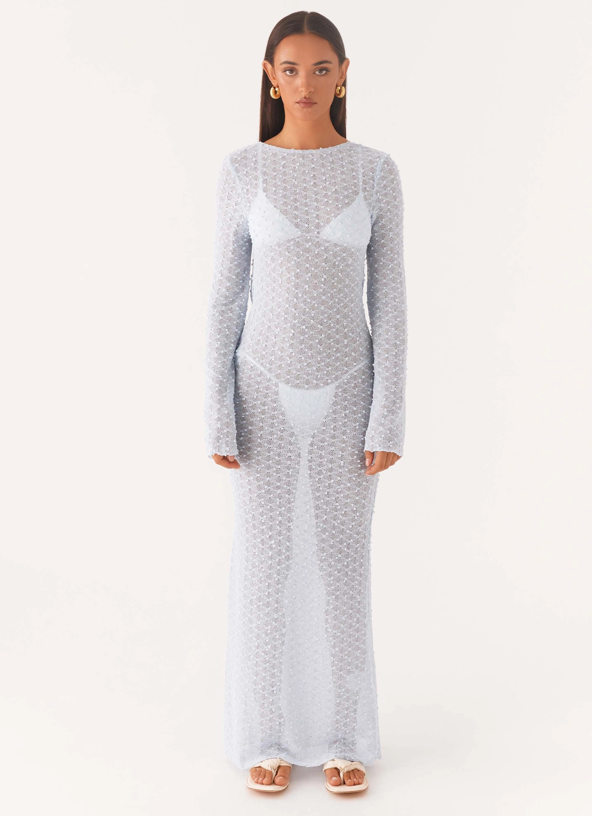 Flirty Knitted Maxi Dress - Blue Urban Fit