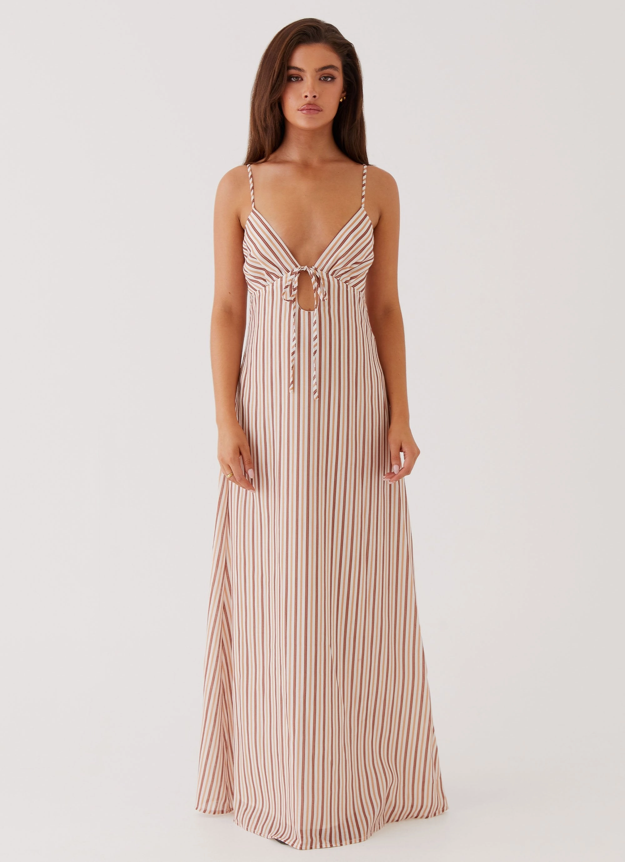 Soft Shine Soft and Light Flora Linen Maxi Dress - Passionfruit Stripe