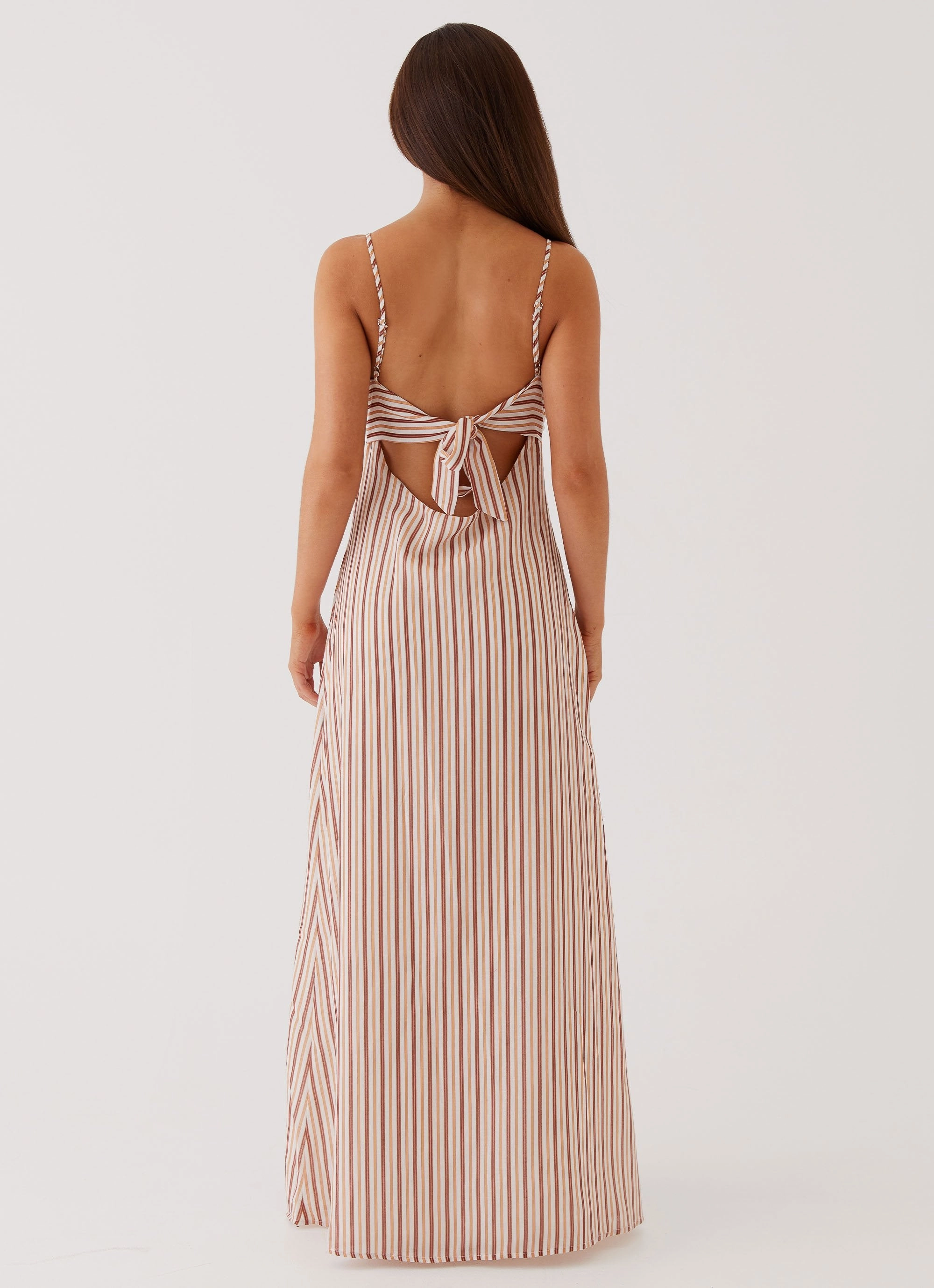 Sophisticated Tailoring Airy Touch Flora Linen Maxi Dress - Passionfruit Stripe