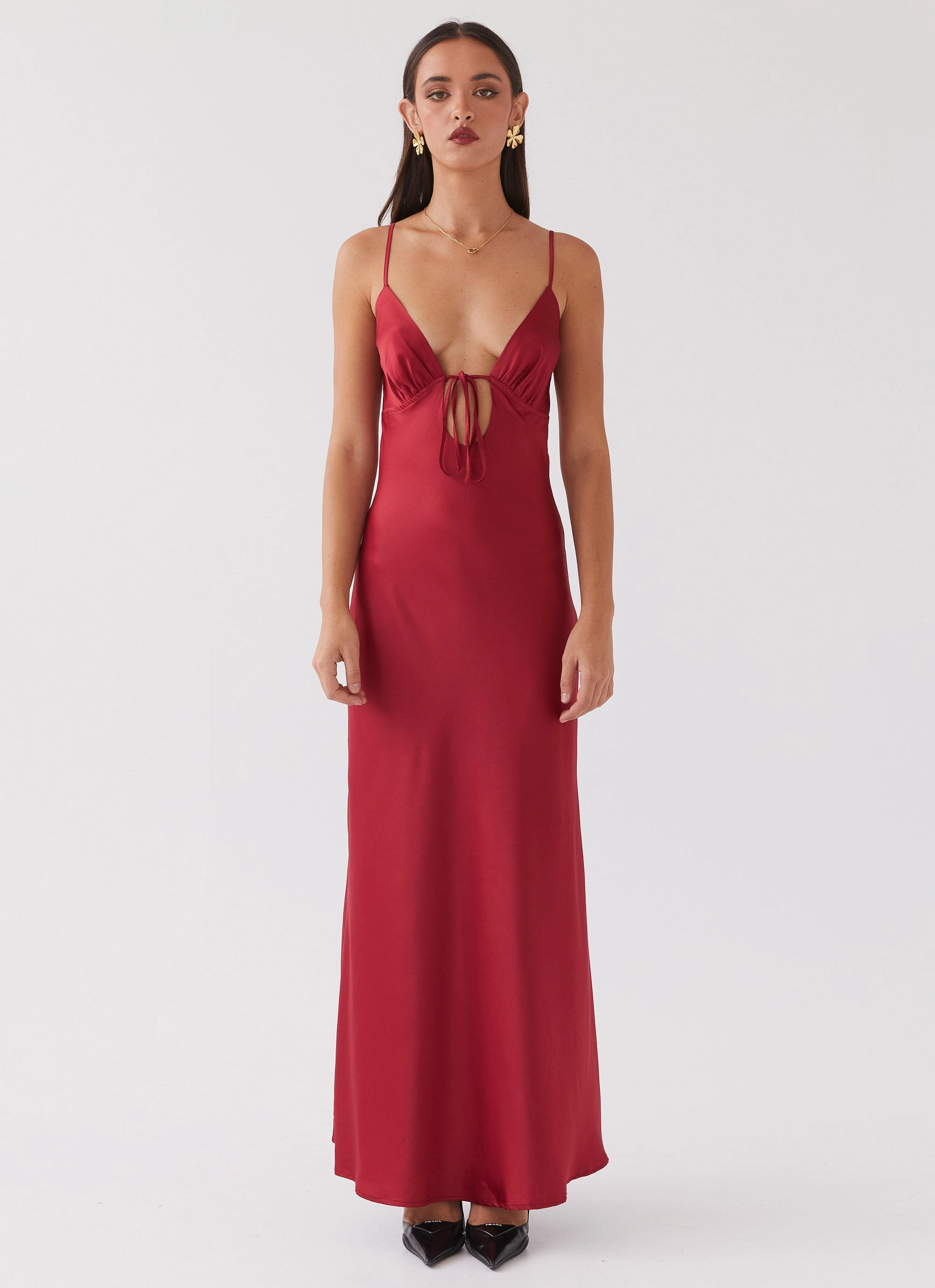 Flora Satin Maxi Dress - Cherry Casual event dress