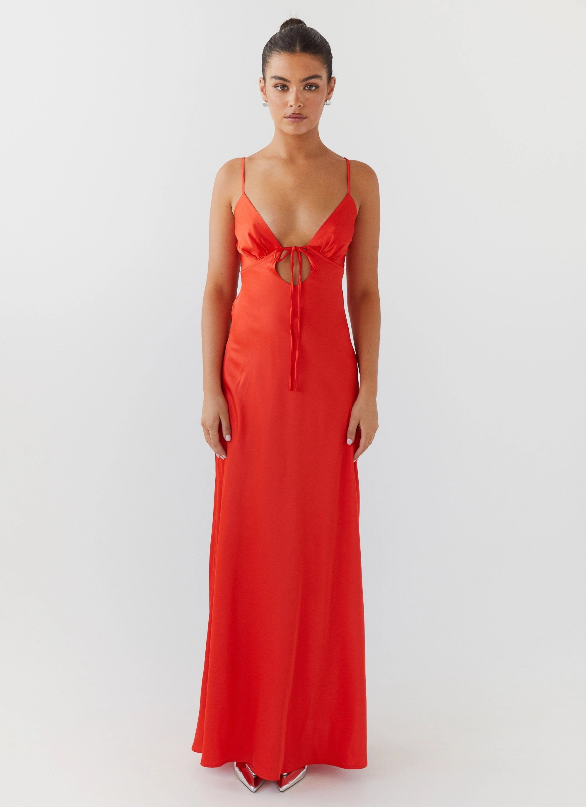Gentle Stitch Zip Ease Flora Satin Maxi Dress - Citrus