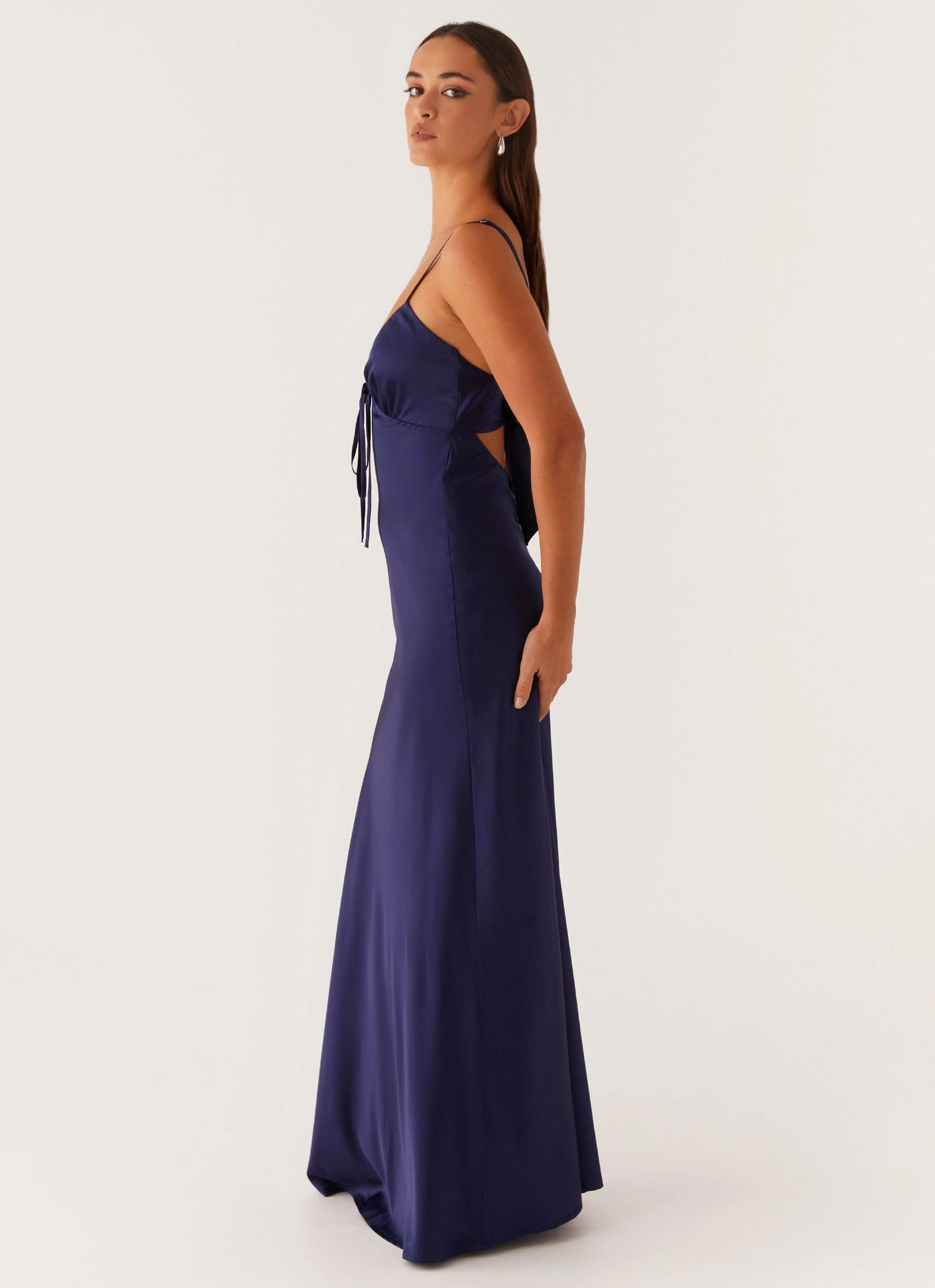 Contemporary Fit Flora Satin Maxi Dress - Navy