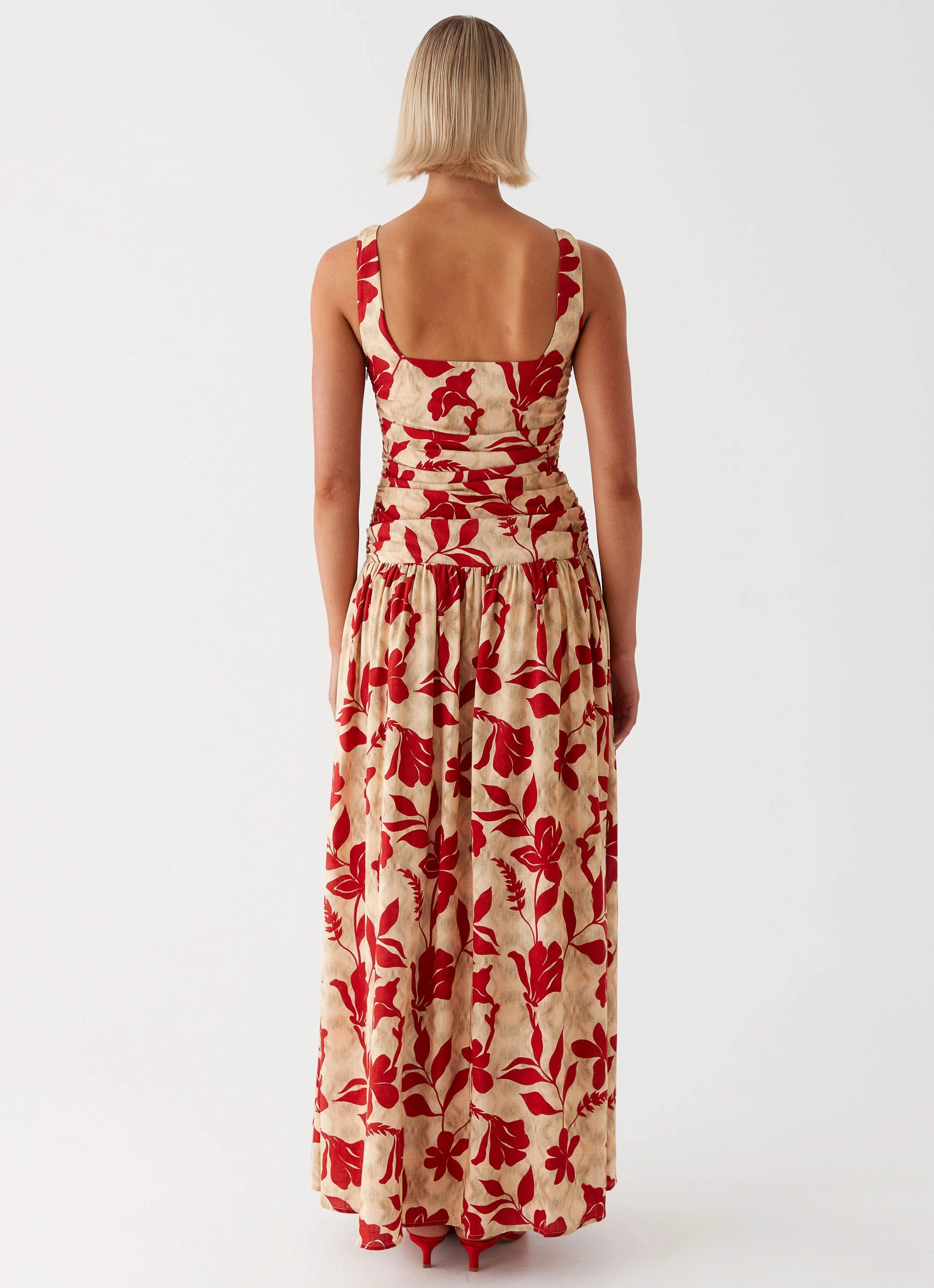Zinna Linen Maxi Dress - Red Polite Vibe Feminine flowing piece