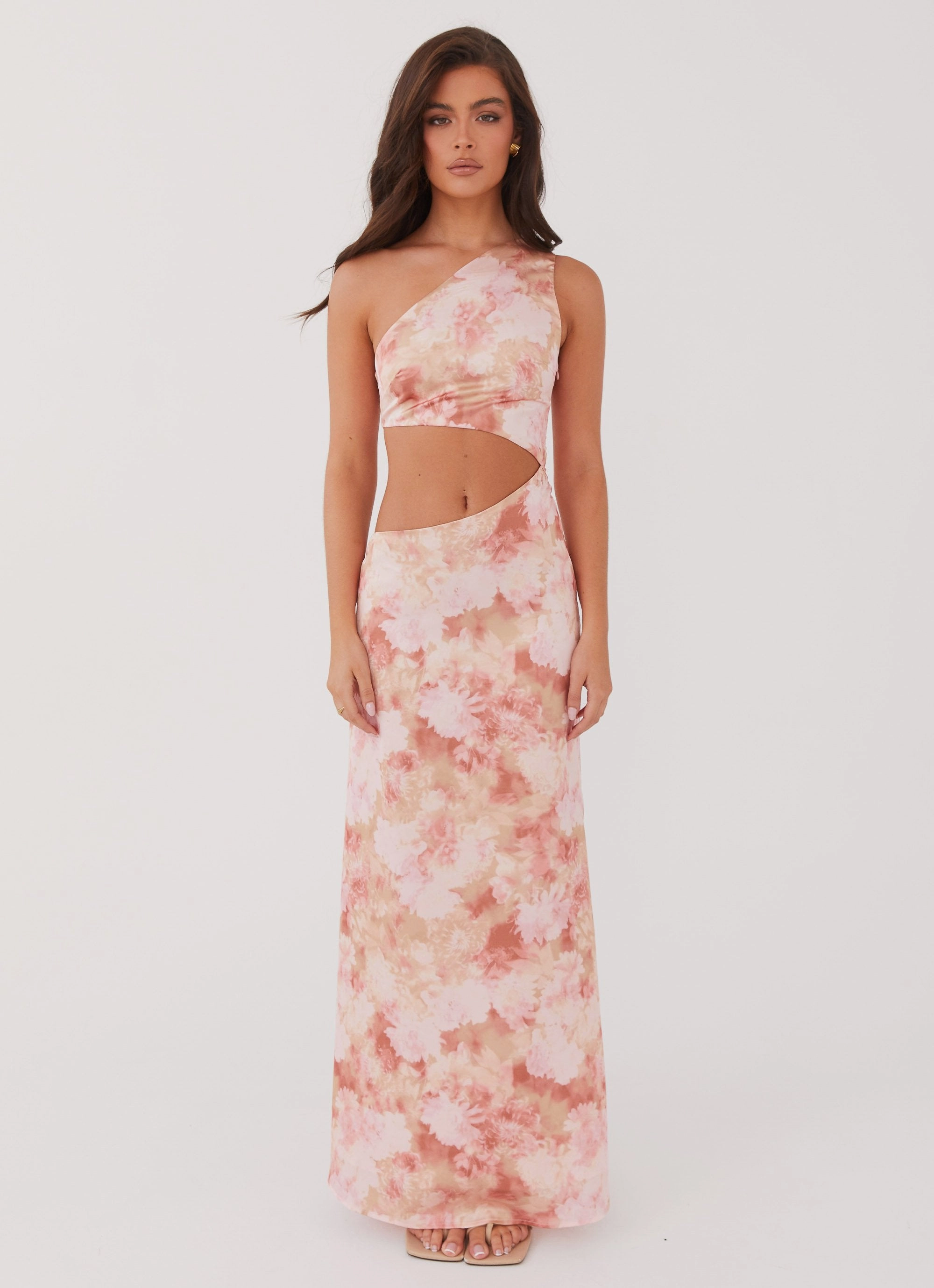 Street Flex Fresh Fit Krista One Shoulder Maxi Dress - Flower Garden