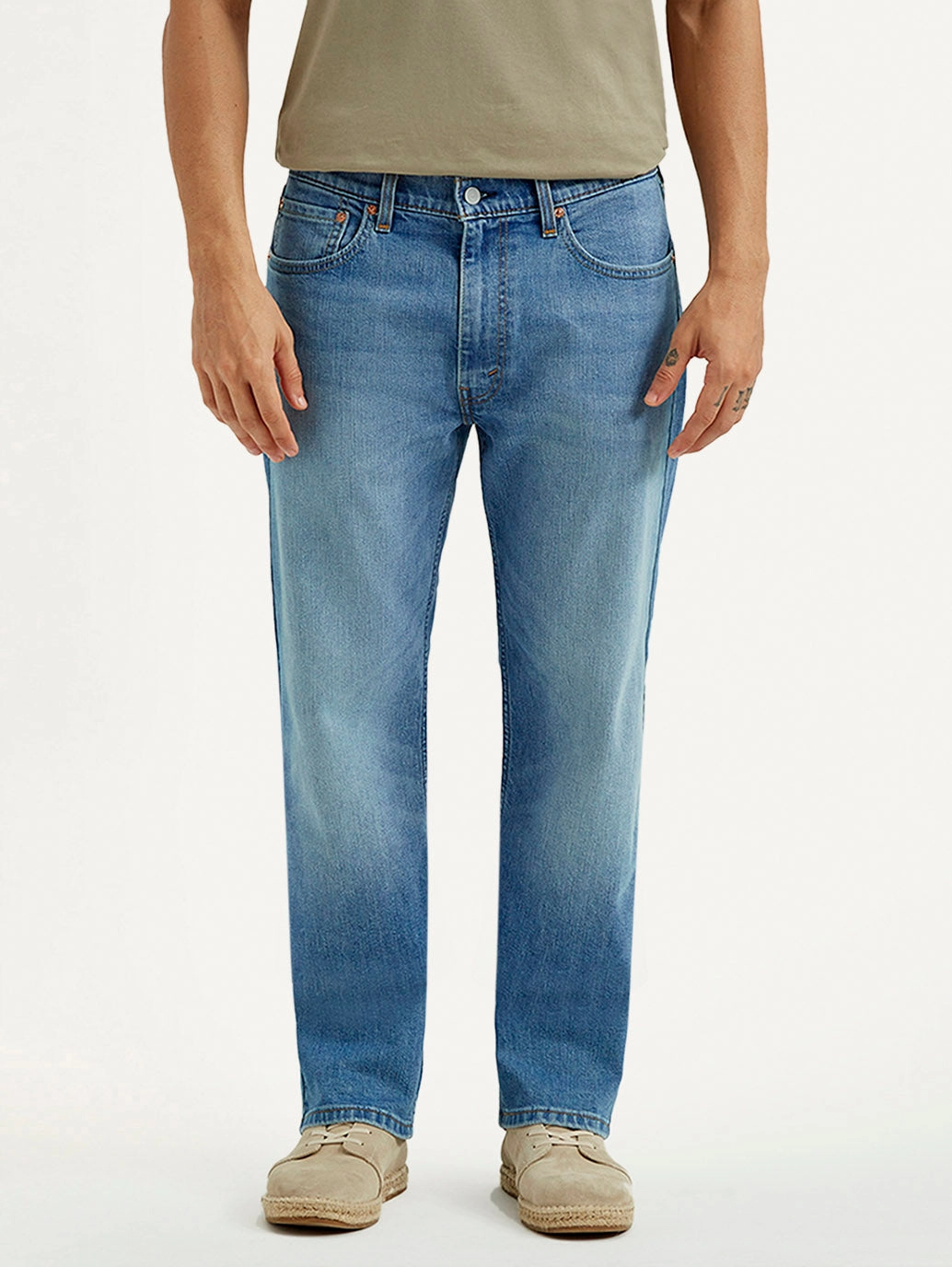 Men's 555 Light Indigo Loose Fit Mid Rise Jeans Sustainable Evening Stroll Casual