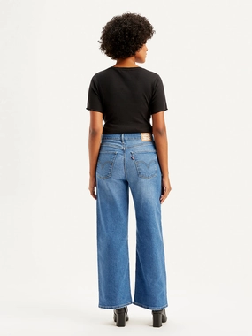 Low Impact Manufacturing Women's Blue Mile High Wide Leg Fit High Rise Jeans