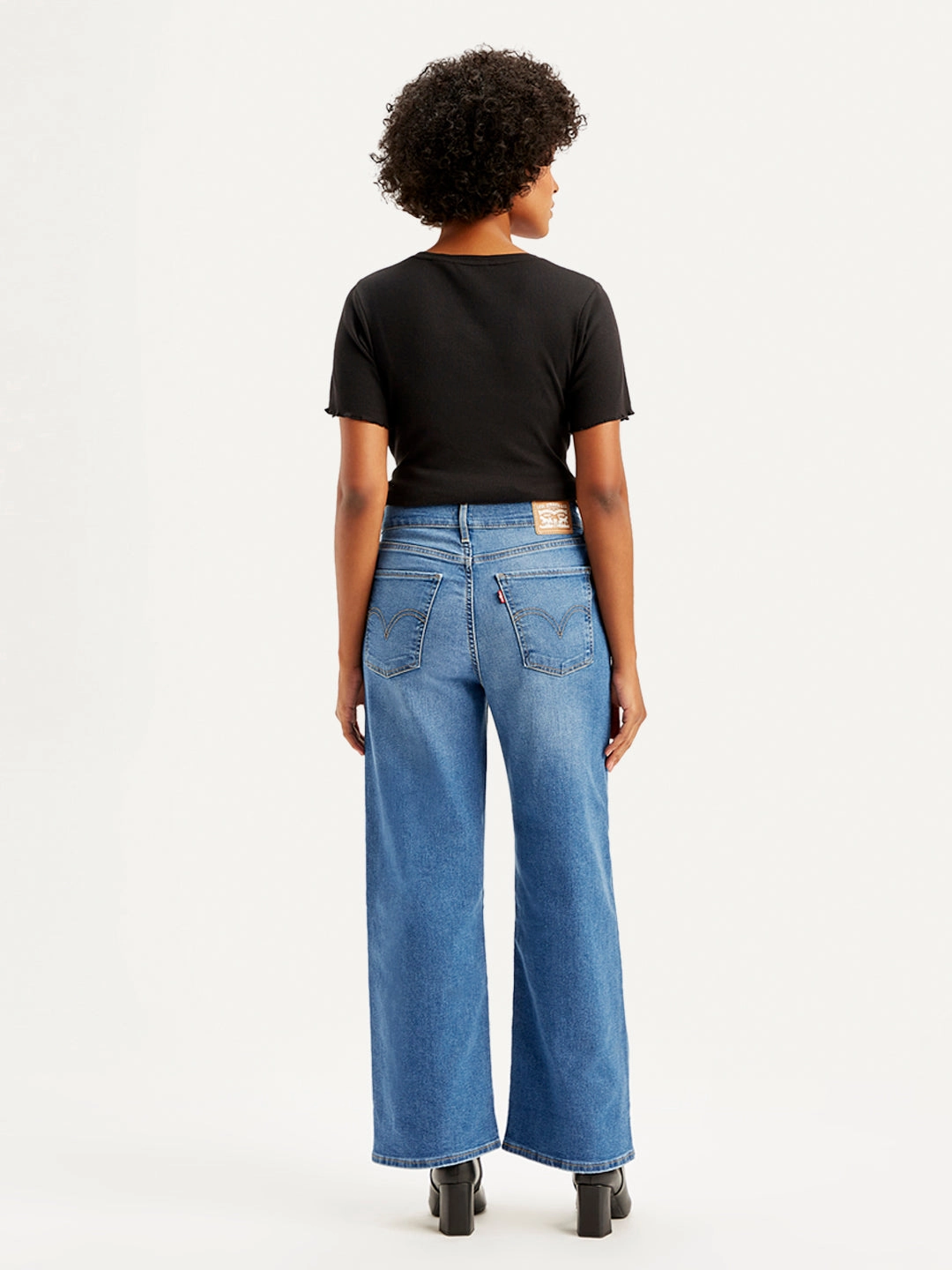 Low Impact Manufacturing Women's Blue Mile High Wide Leg Fit High Rise Jeans