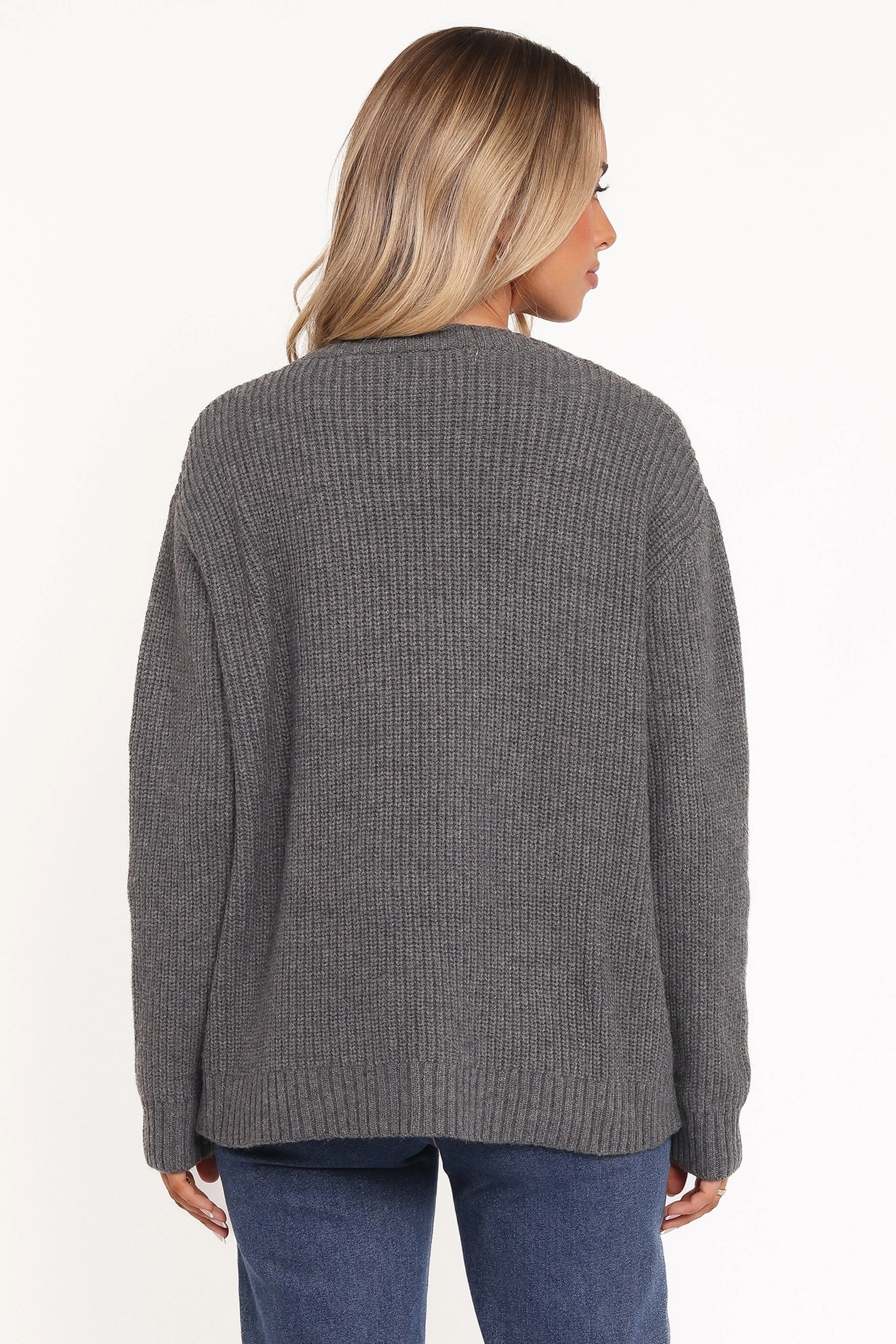 Seasonal Fit Ribbed Collar Design Hammond Tie Up Cardigan - Grey