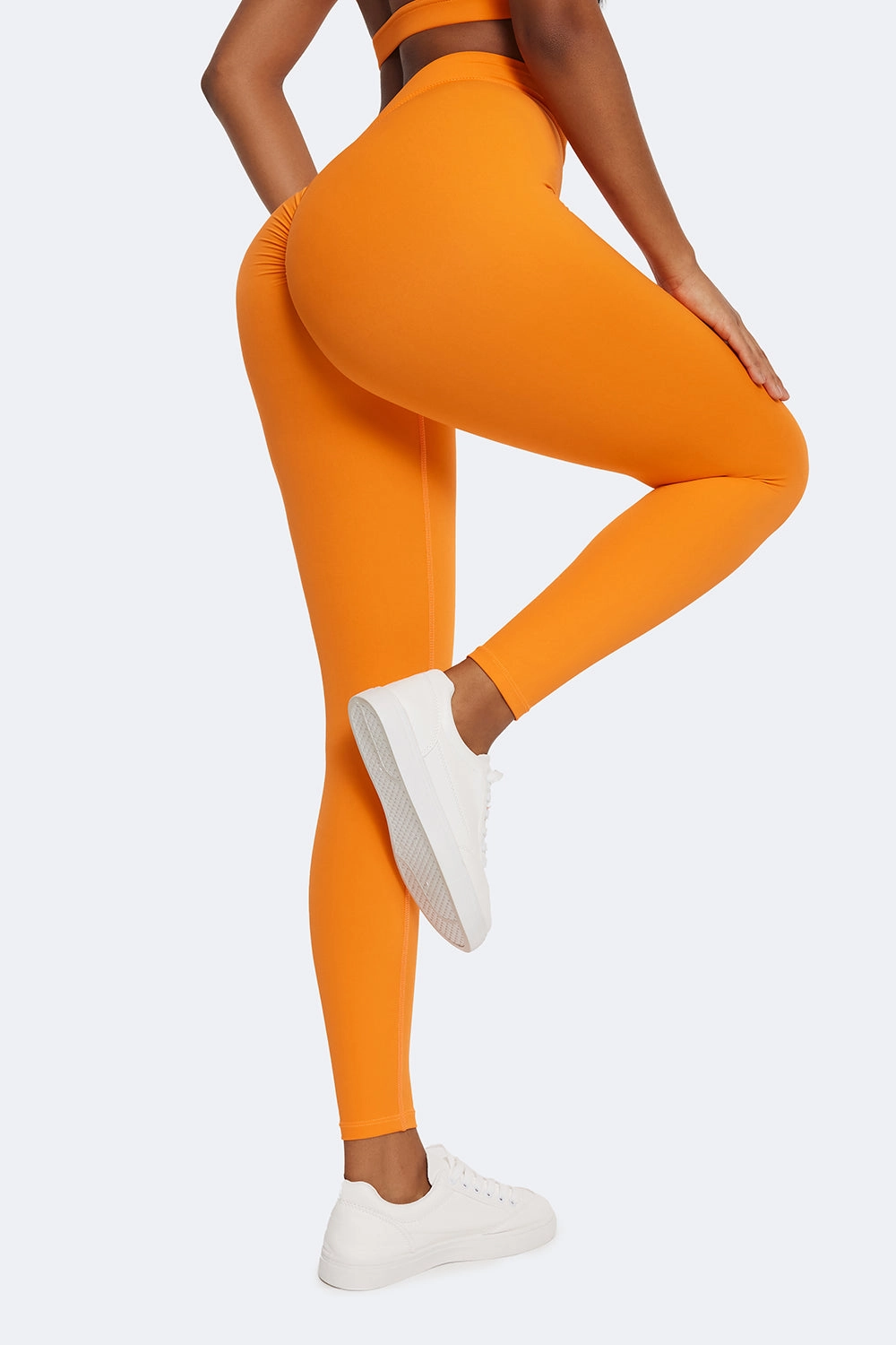 Ruched High-Waisted Leggings Layered Panel Design Flow Motion