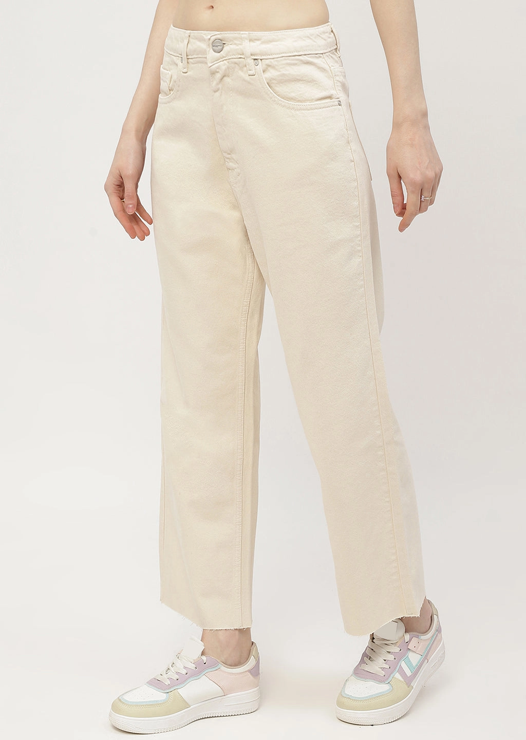 Madame Low Waist Beige Wide Leg Jeans Outfit Ease