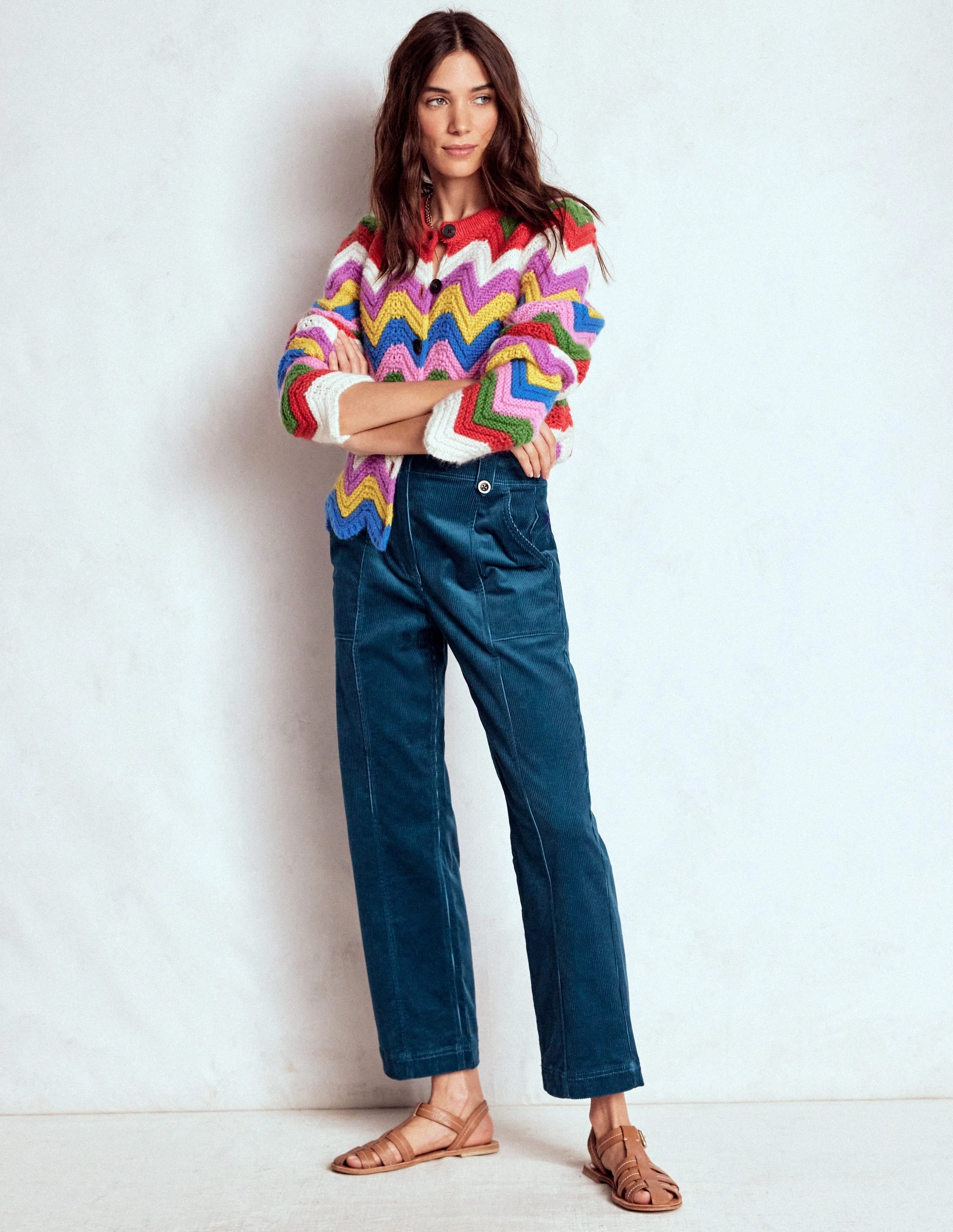 Lightweight Fabric Pimlico Cord Trousers-Indigo Blue