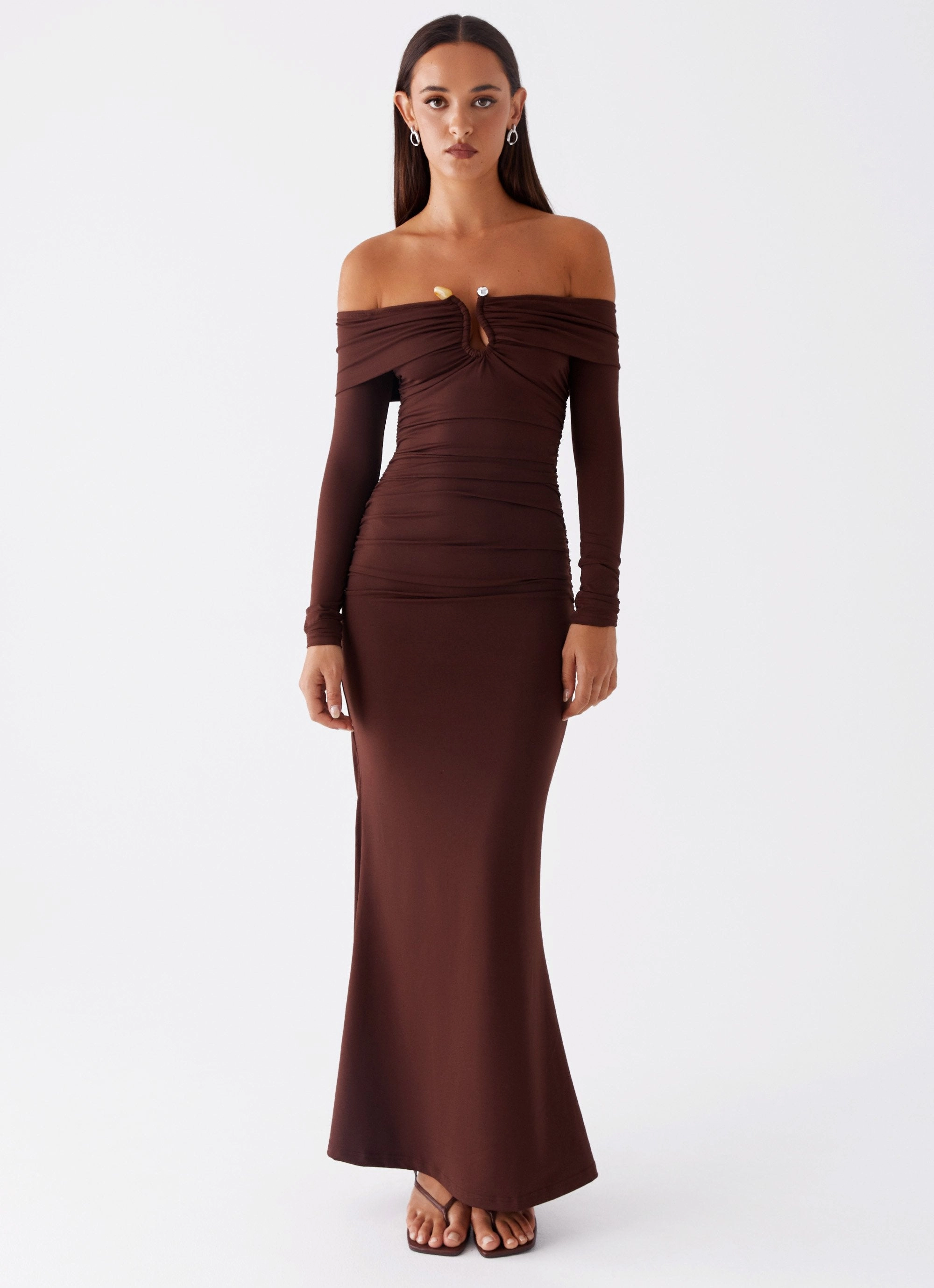 Rudy Long Sleeve Maxi Dress - Chocolate Smart Edge