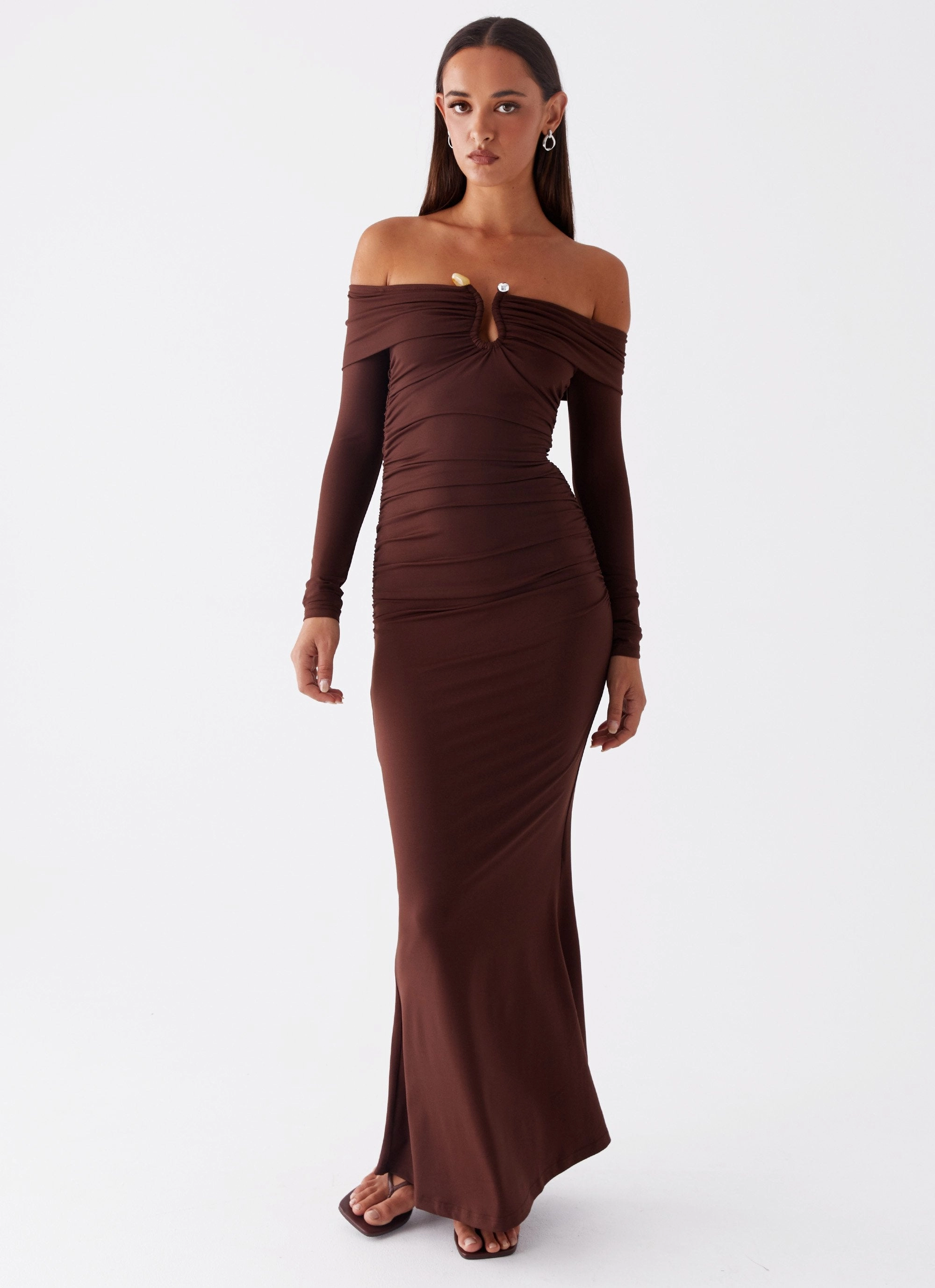 Rudy Long Sleeve Maxi Dress - Chocolate Easy Layering Grace Vibe