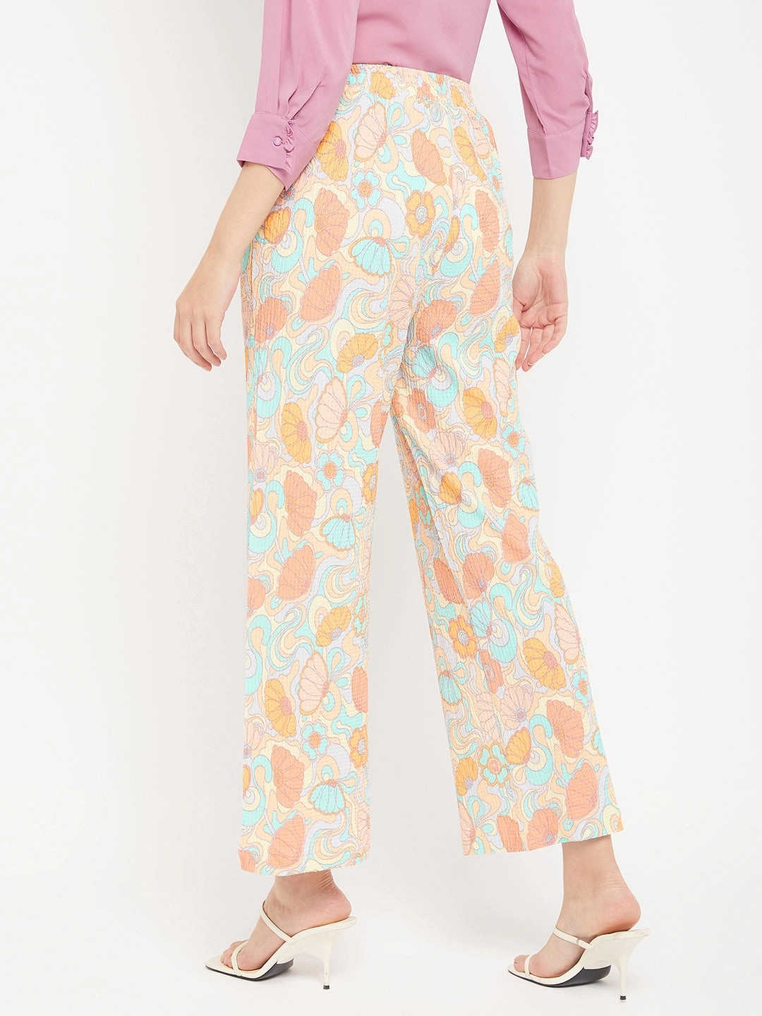 Madame Floral Flared Trousers WrinkleResistantMaterial All-Purpose Wear