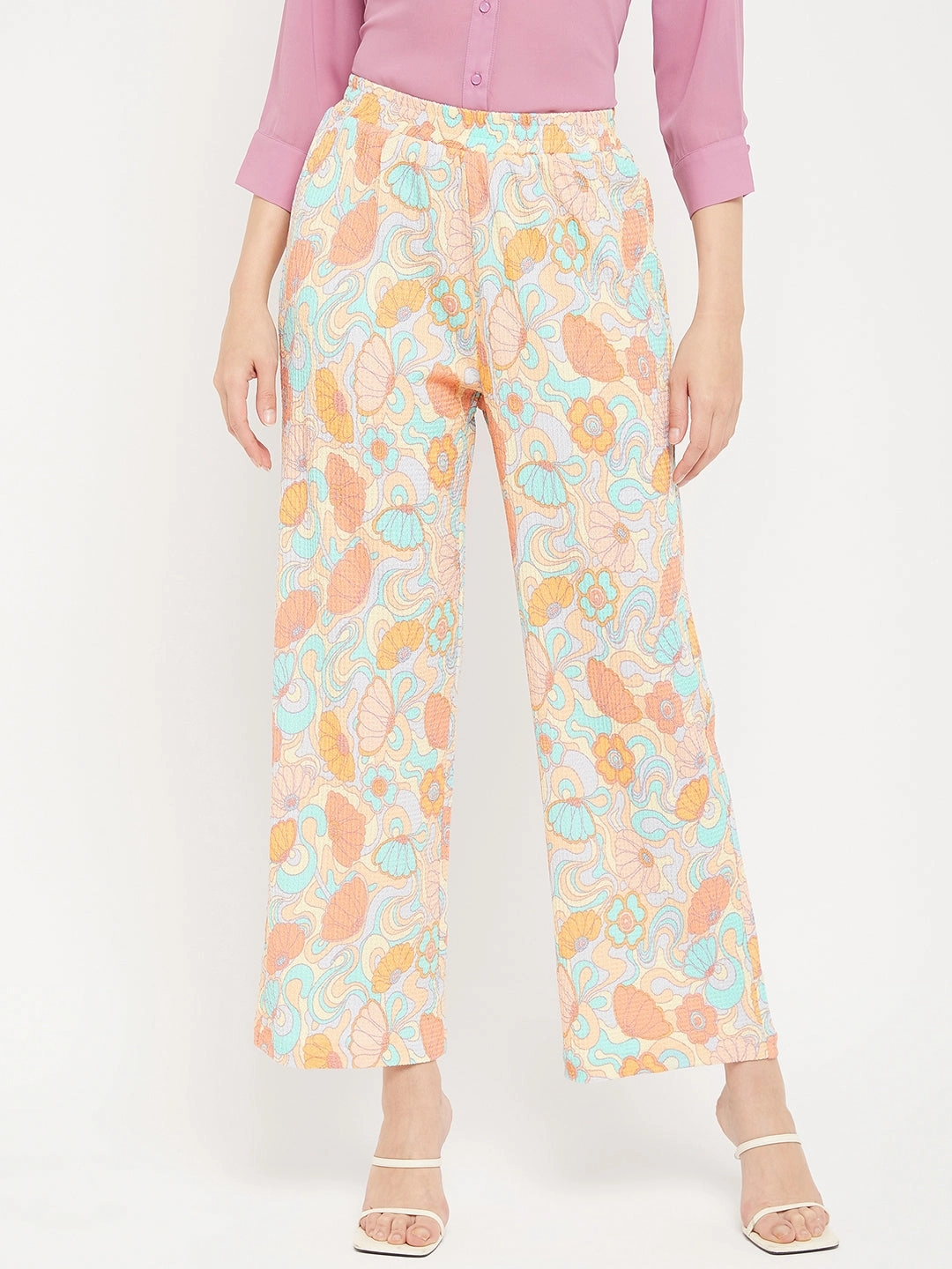 Madame Floral Flared Trousers EcoFriendlyBlend Functional Ease