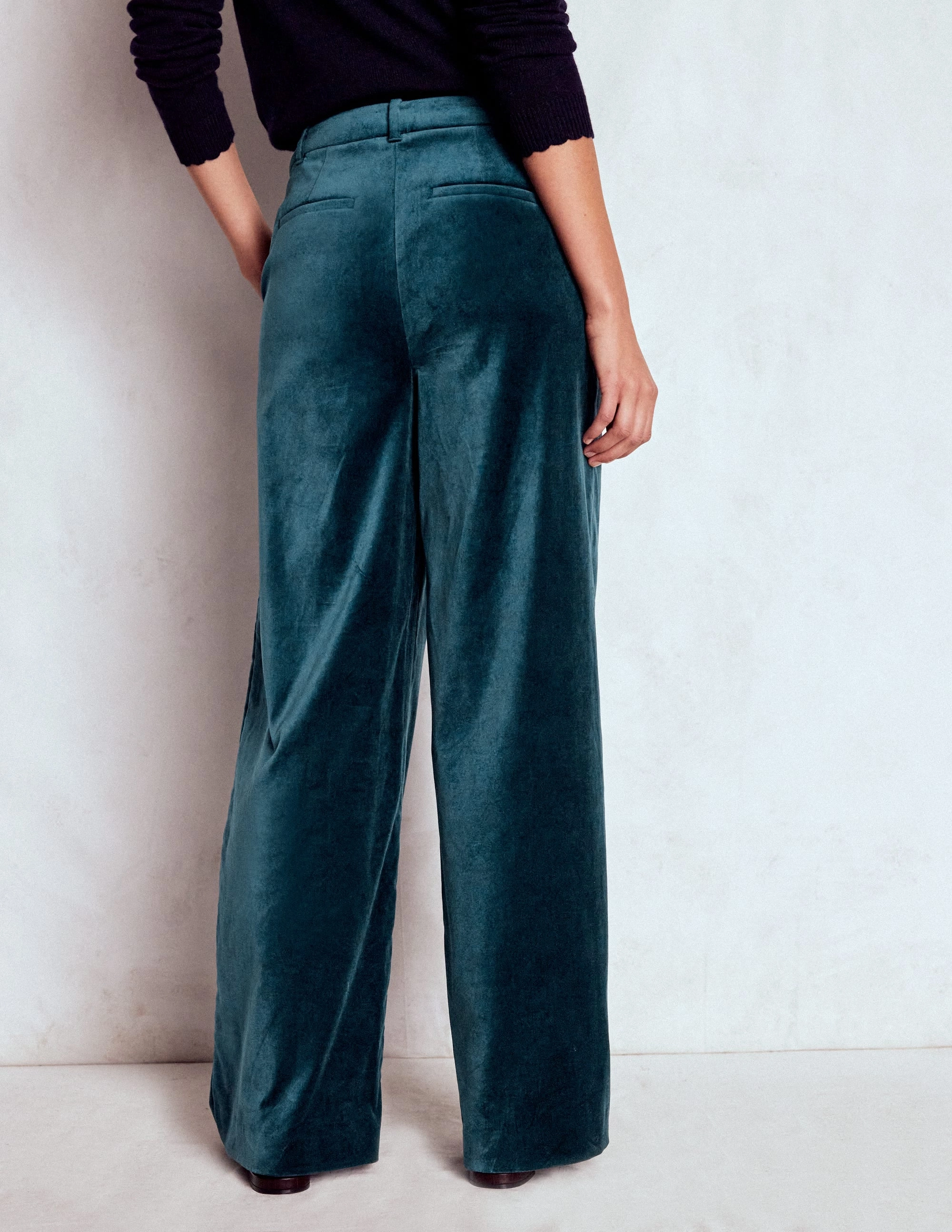 Reinforced Knees Soft Interior Belgravia Velvet Trousers-Midnight Teal