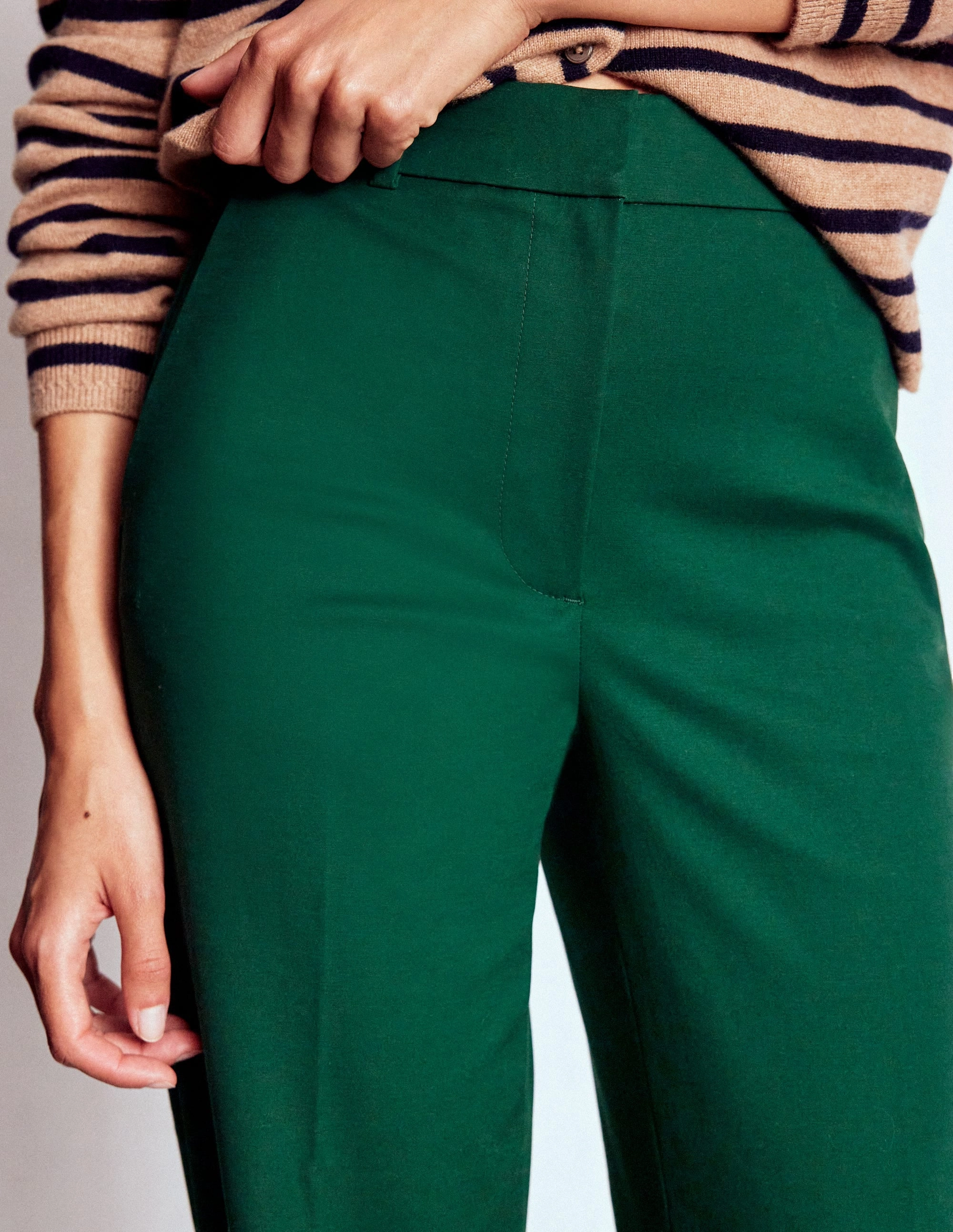 Full Motion NonSlipInnerGrip Full Length Canonbury Trousers-Emerald Green
