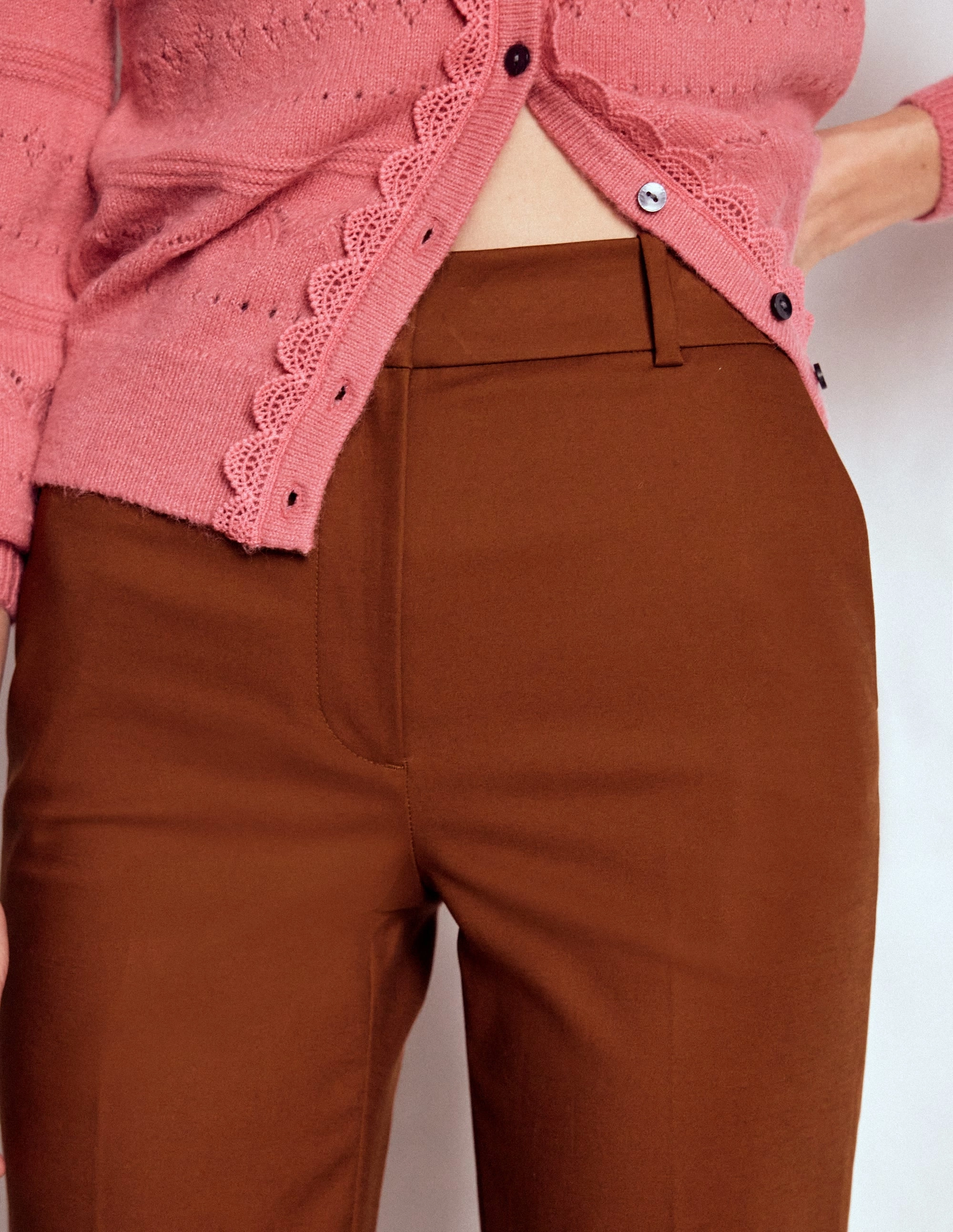 Full Length Canonbury Trousers-Russet Minimal Waistband