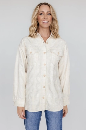 Joanna Plaid Shacket | Cream   Natural Minimal Detailing Mesh Venting
