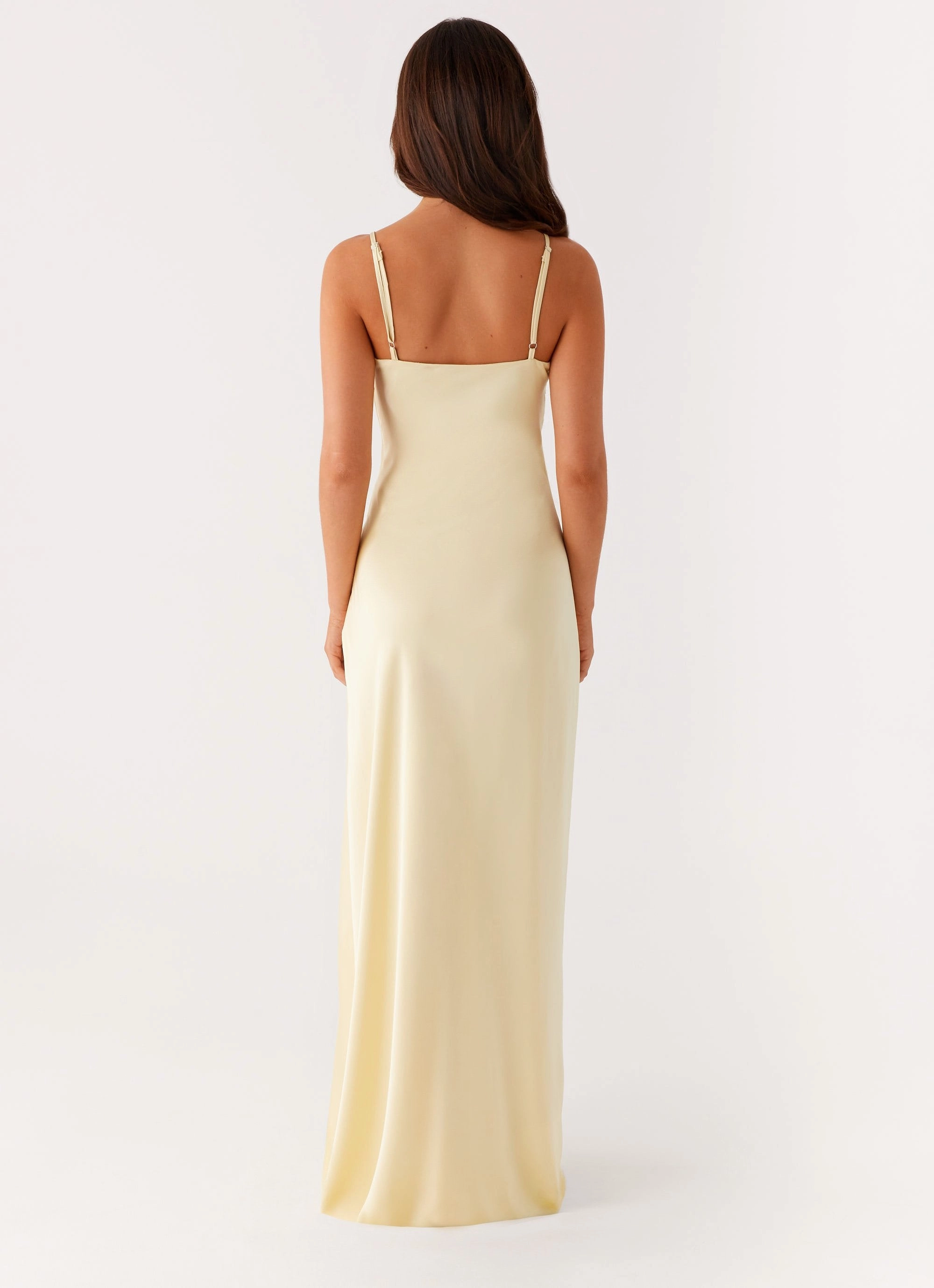 Elona Maxi Dress - Baby Yellow Drawstring-Waist Elegant Motion