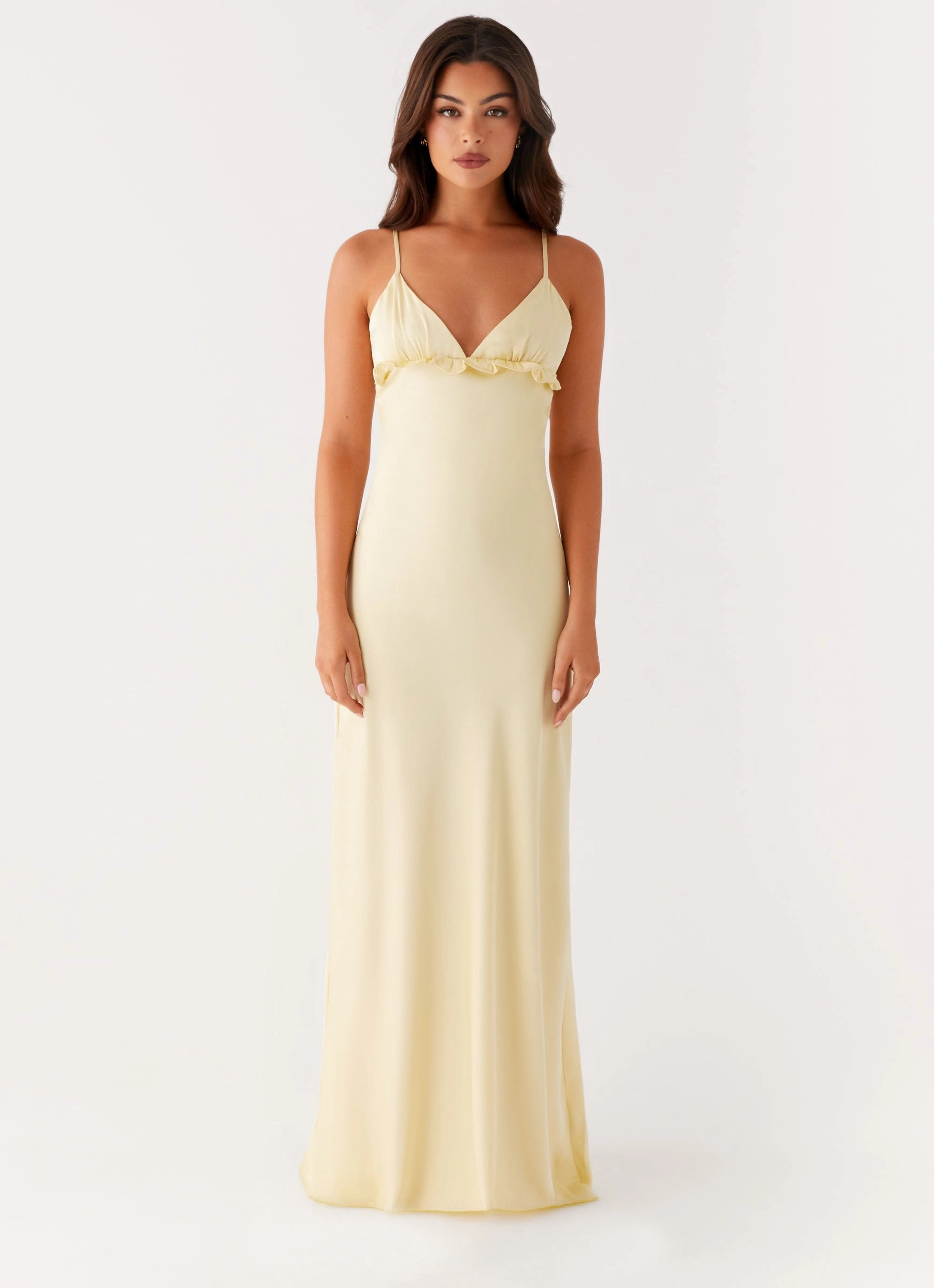 Elona Maxi Dress - Baby Yellow Minimalist fit-and-flare Style Base
