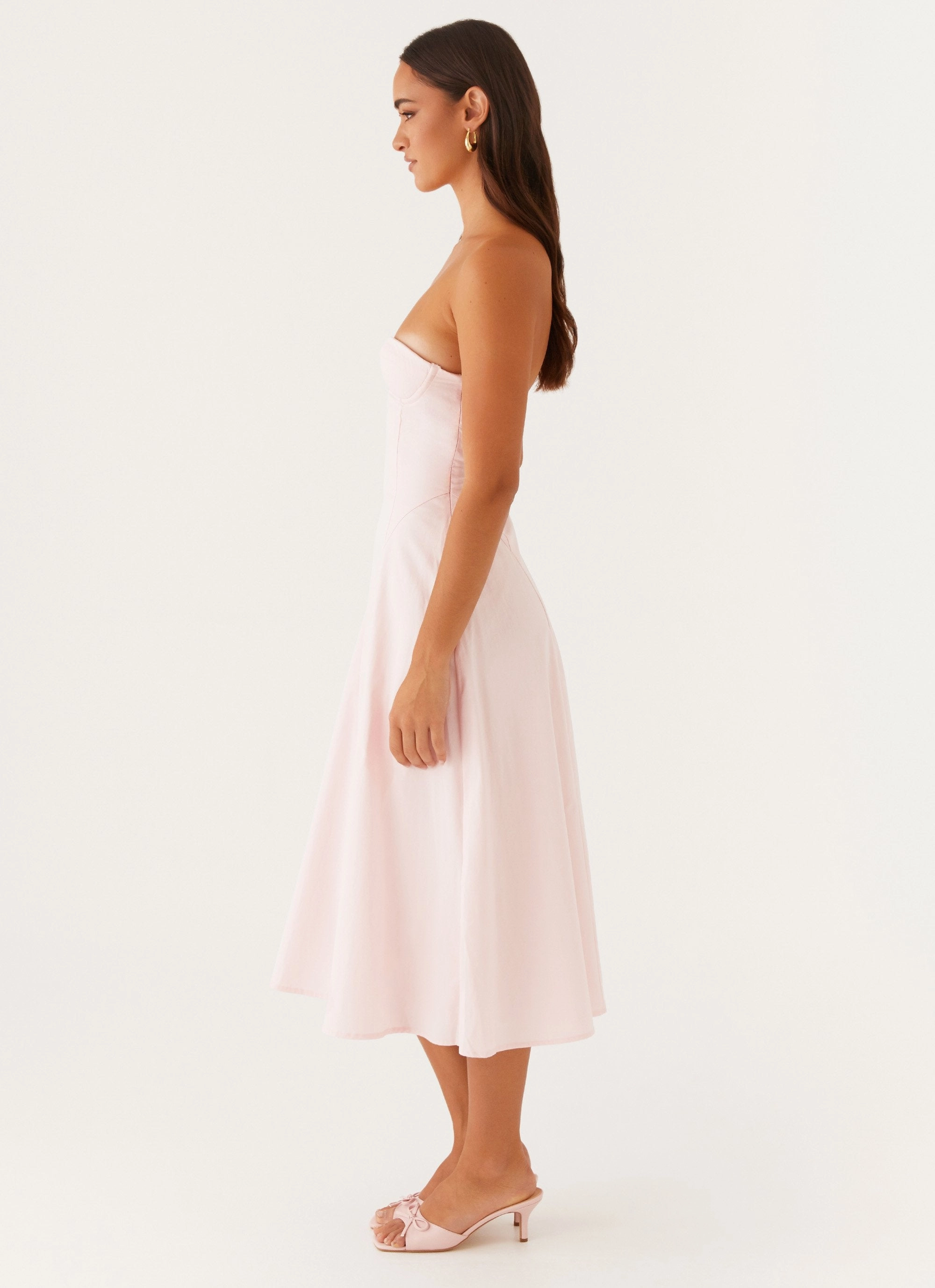 Maika Strapless Midi Dress - Pink Inner Smile