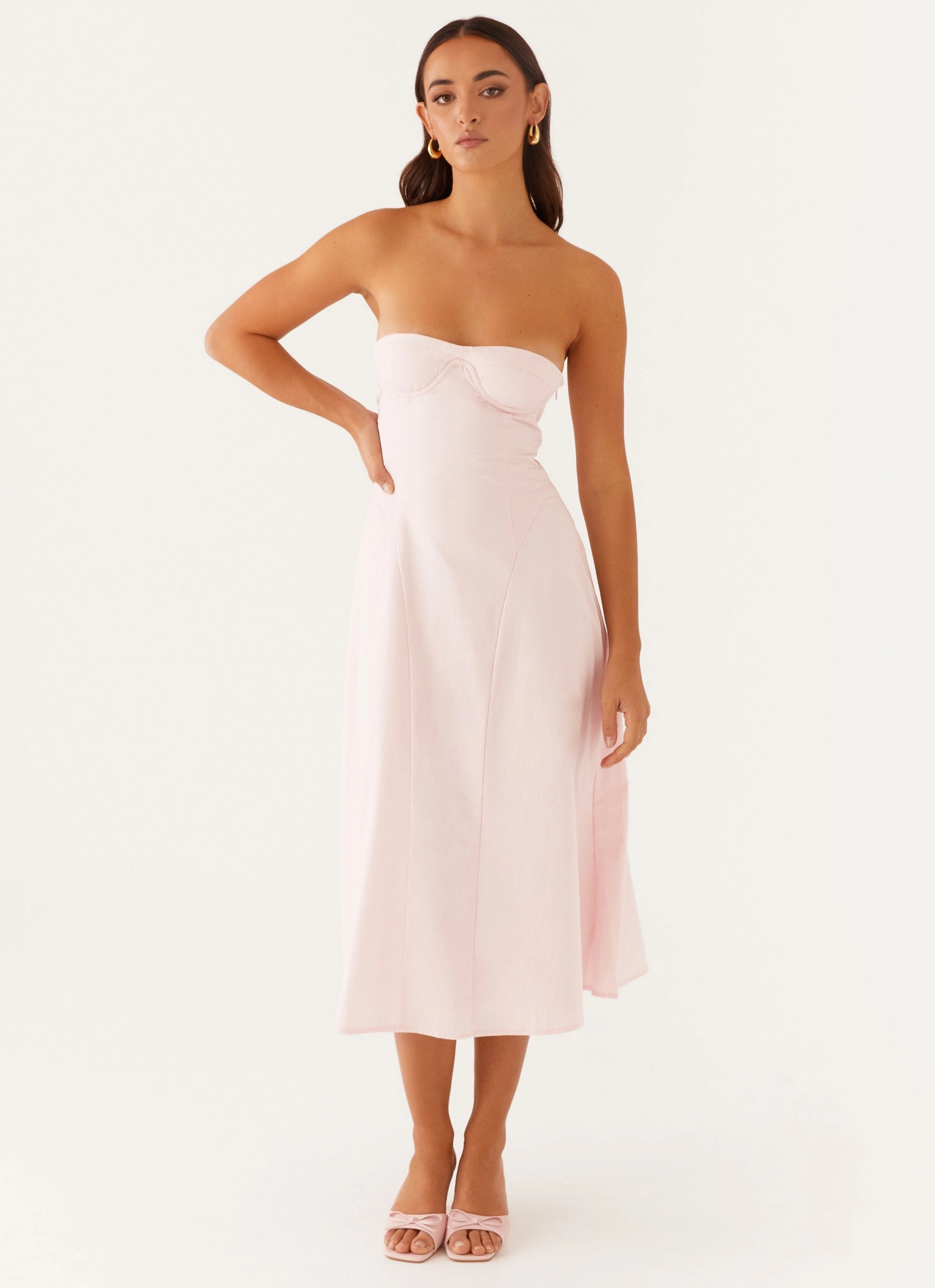 Fit for All Seasons Night Ready Maika Strapless Midi Dress - Pink