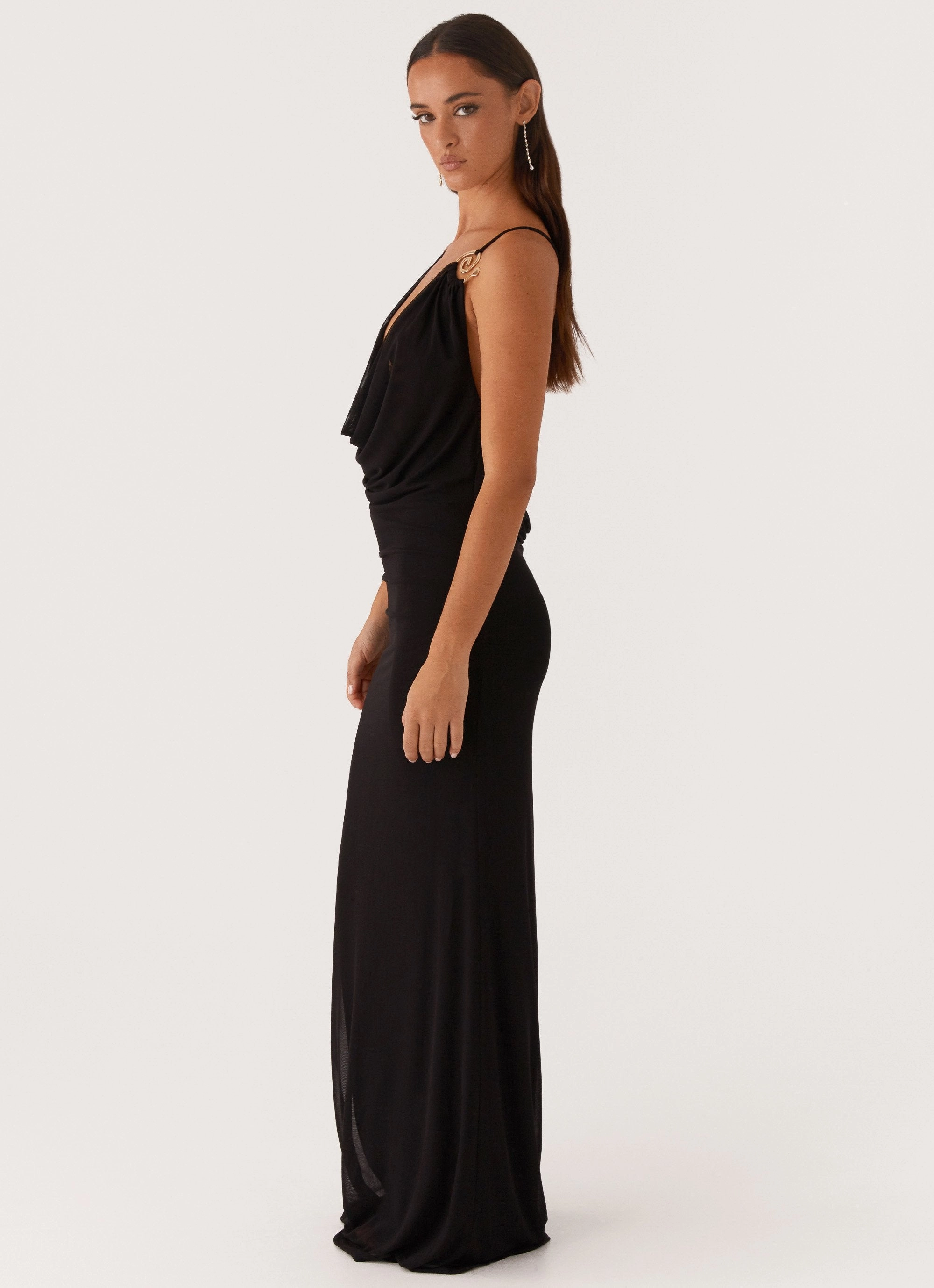 Gentle Drape Clean Finish Game Player Maxi Dress - Black