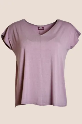 GarmentDyedProcess Bella V-Neck Solid Top | Lavender Everyday Trend
