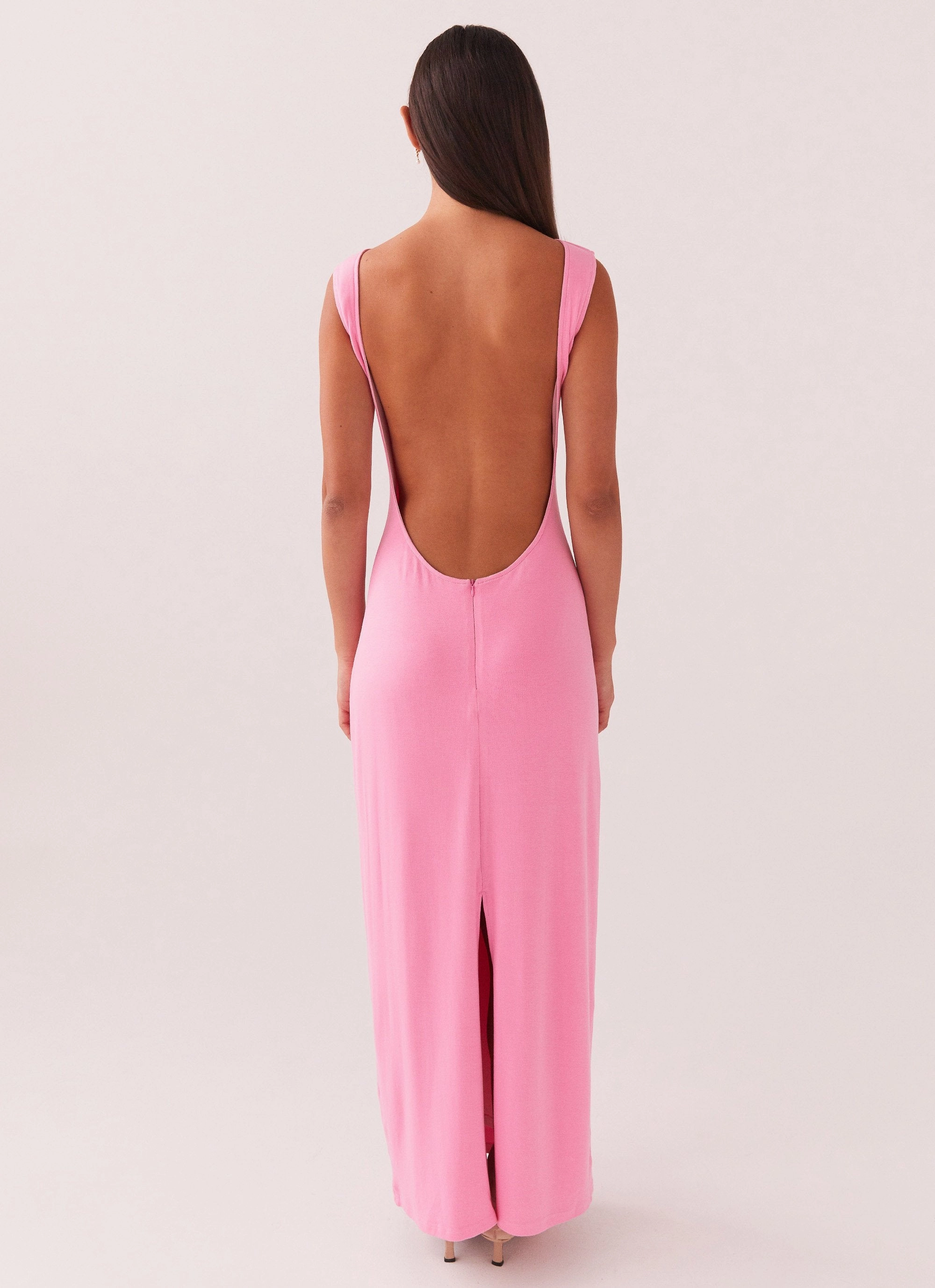 Celina Maxi Dress - Pink Mesh-Detail Monochrome Mood