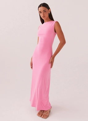 Celina Maxi Dress - Pink Layered Form Flattering Look