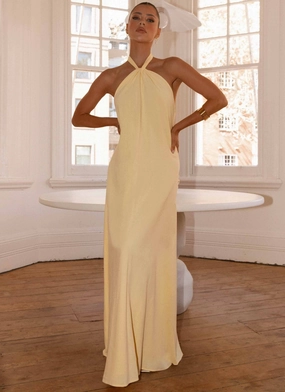 Golden Child Linen Maxi Dress - Yellow Flattering Wearable