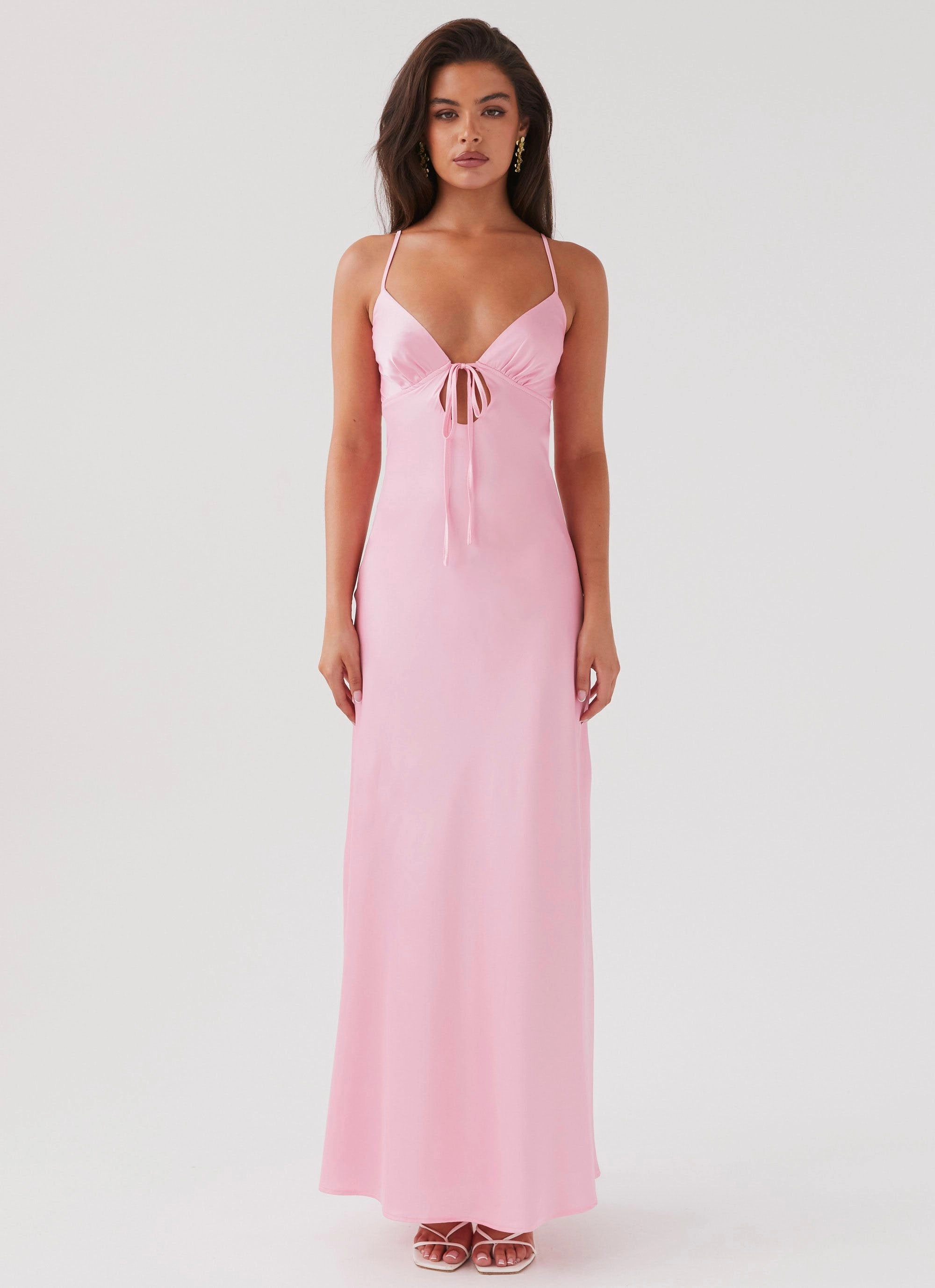 Everyday Layers Sheer Light Flora Satin Maxi Dress - Candy