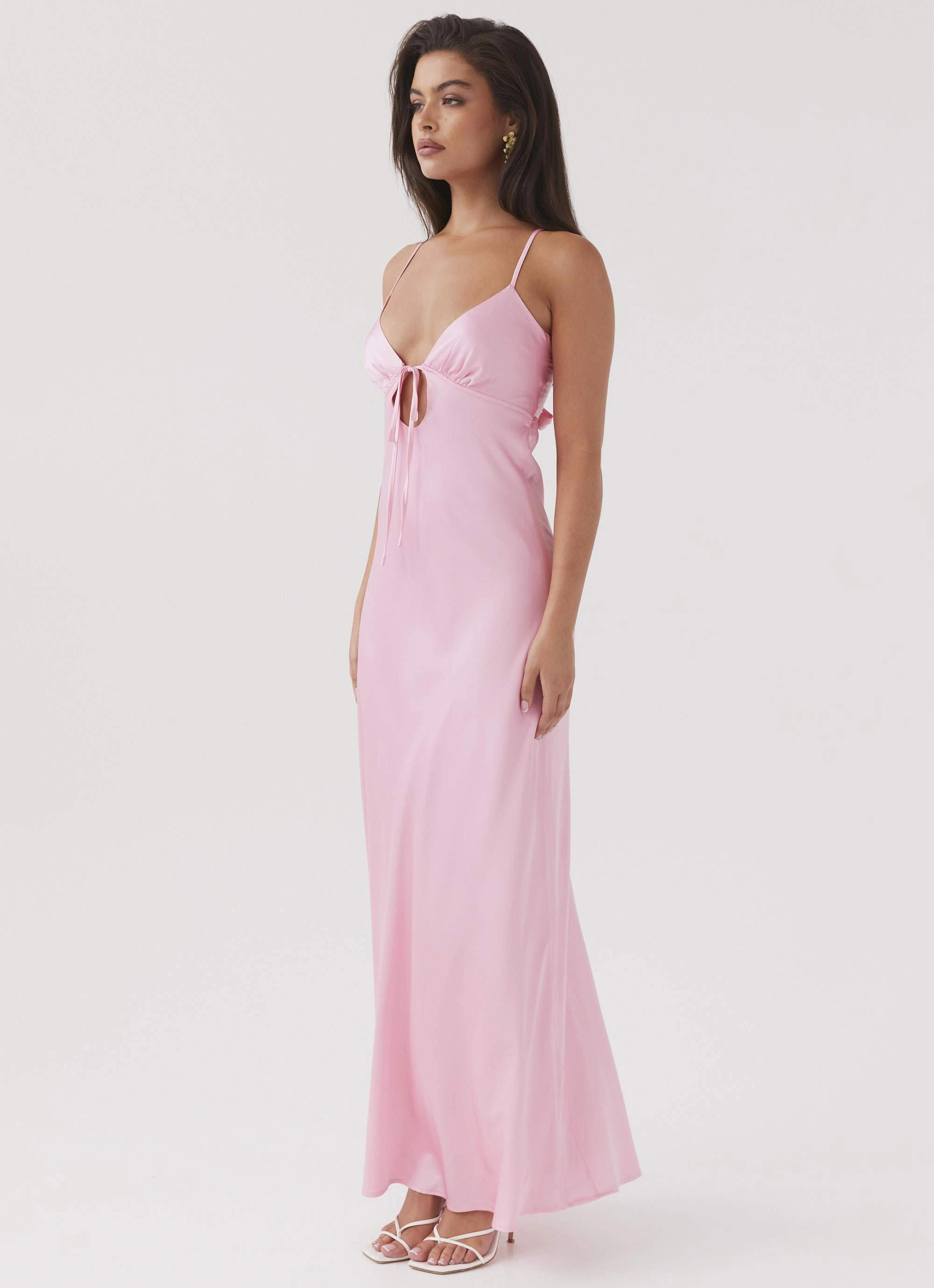 Wrinkle-Resistant Versatile dress for layering Flora Satin Maxi Dress - Candy